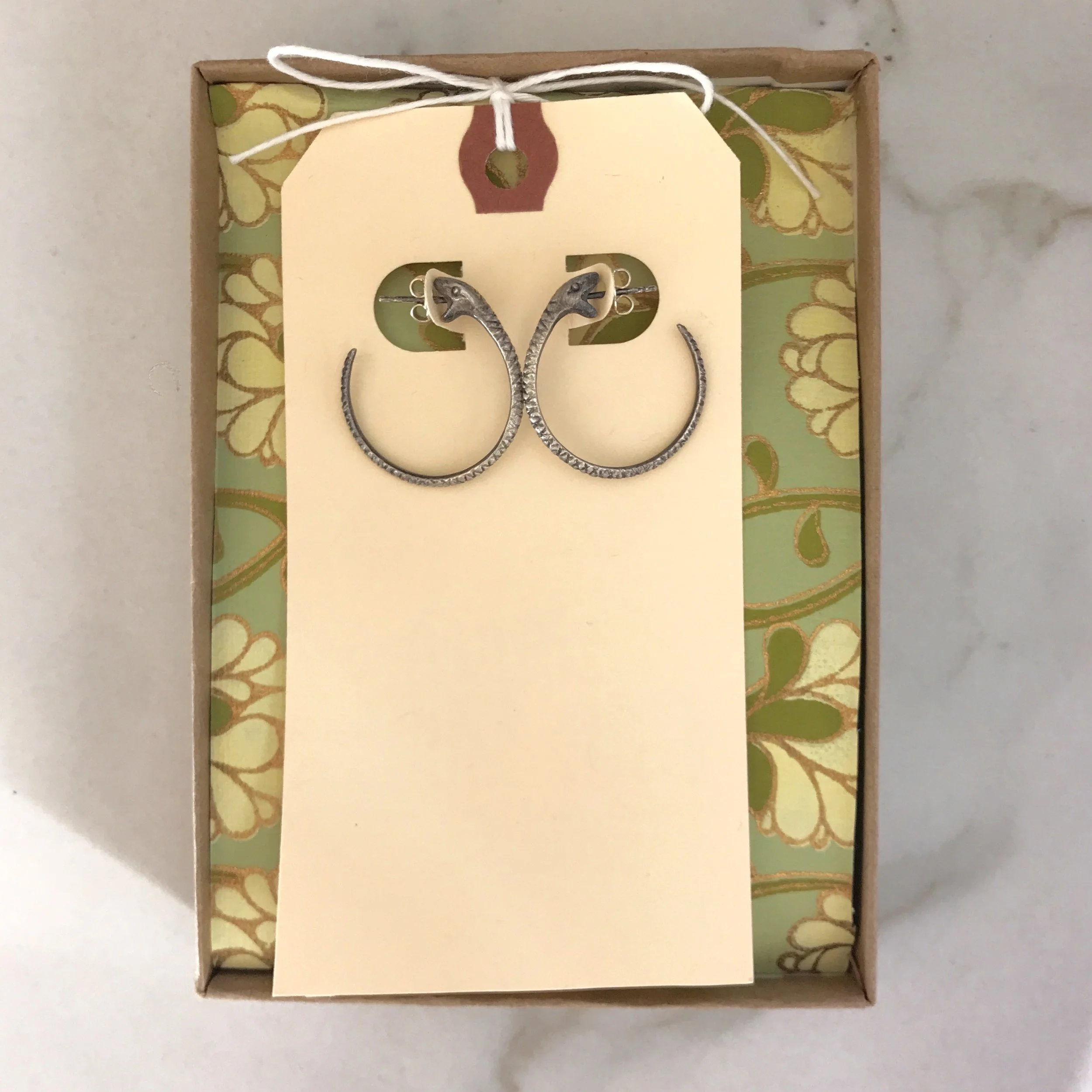 Large Snakebite Hoop Earrings in Oxidized Sterling Silver by Beloved Little Lamb