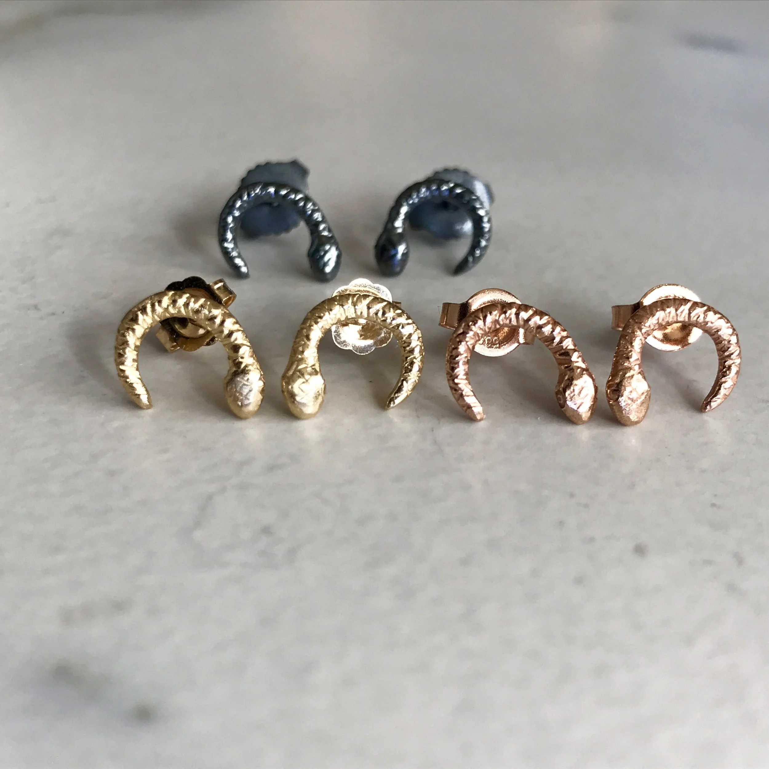 Half Moon Snake Stud Earrings by Beloved Little Lamb