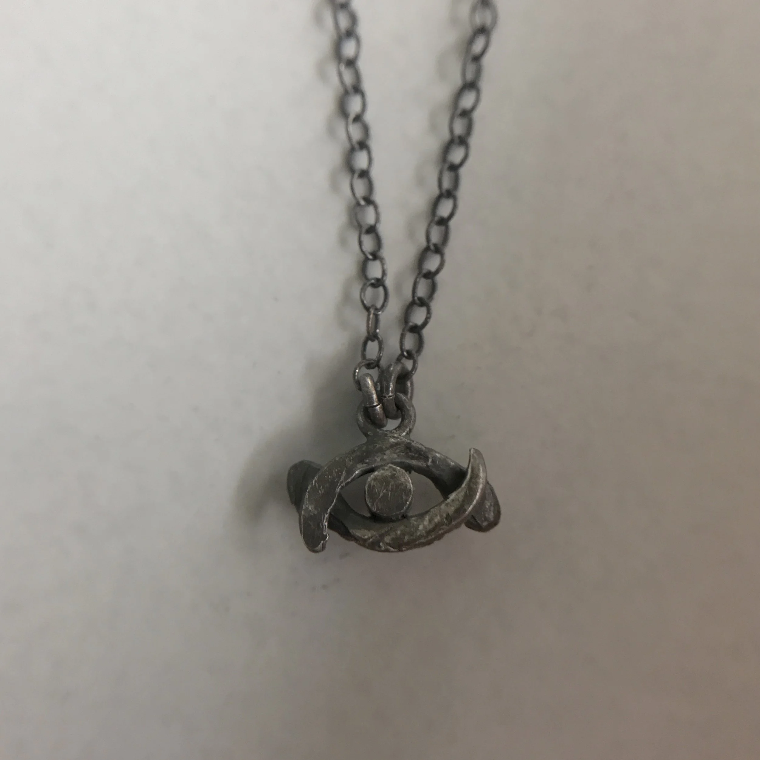 Oxidized Sterling Silver Snake Eye Necklace with Black Diamond by Beloved Little Lamb
