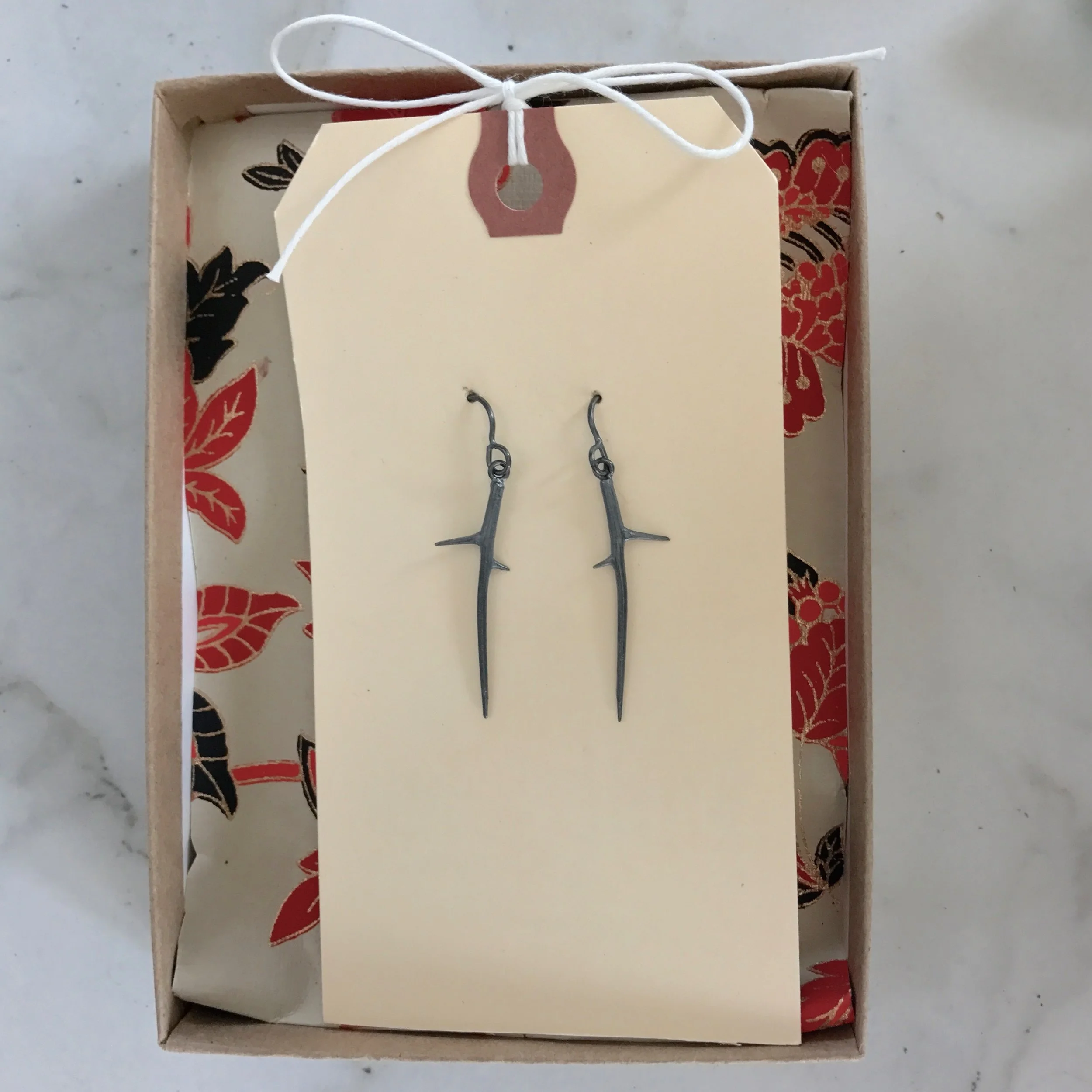 Little Black Thorns on HooksEarrings in Oxidized Sterling Silver by Beloved Little Lamb