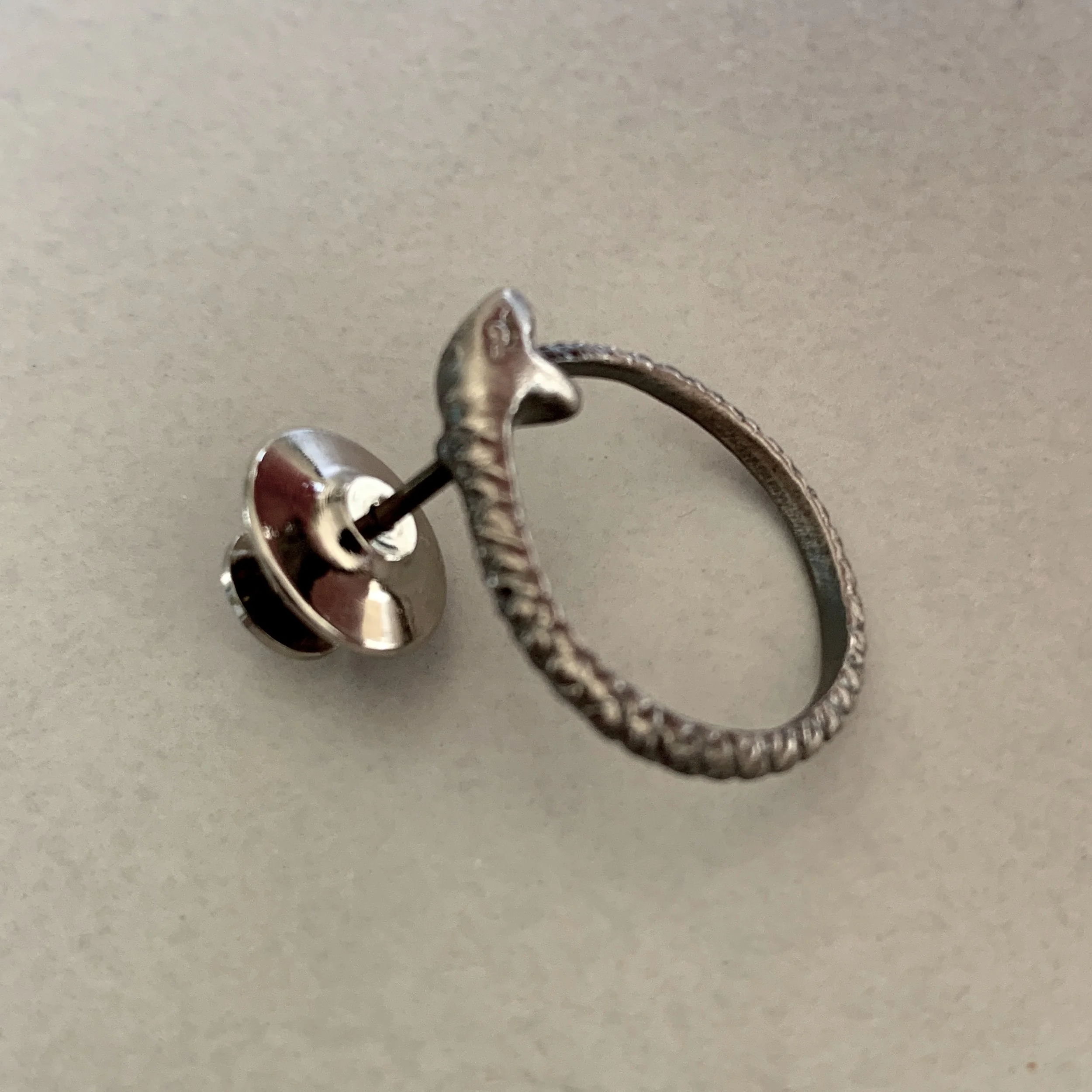 Oxidized Sterling Silver Ouroboros Lapel Pin