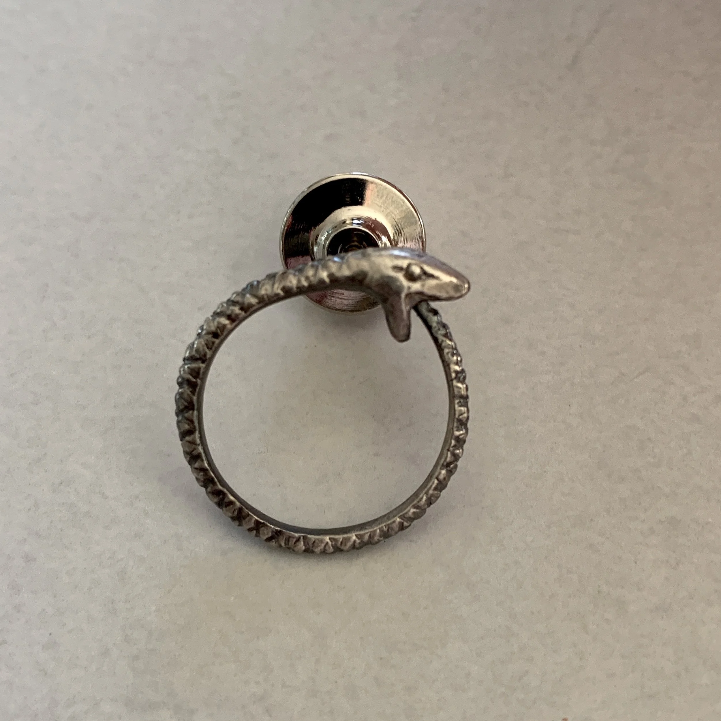 Oxidized Sterling Silver Ouroboros Lapel Pin
