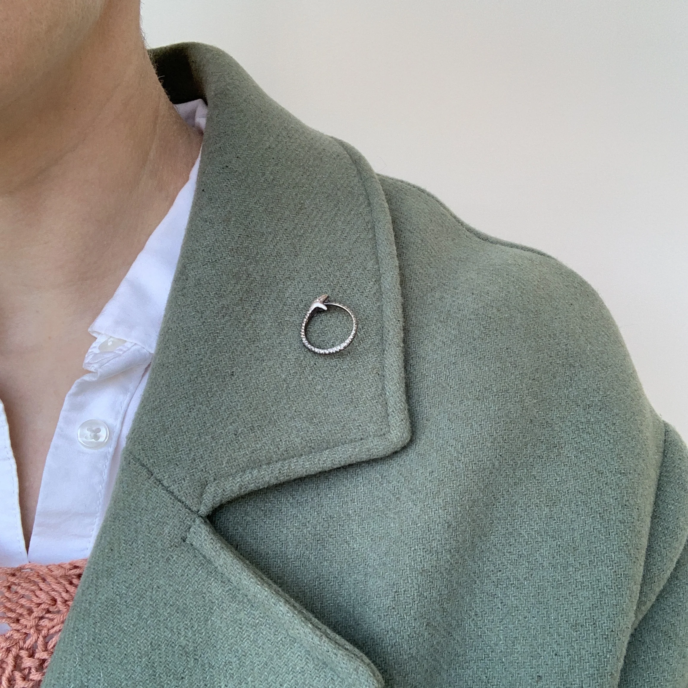 Oxidized Sterling Silver Ouroboros Lapel Pin