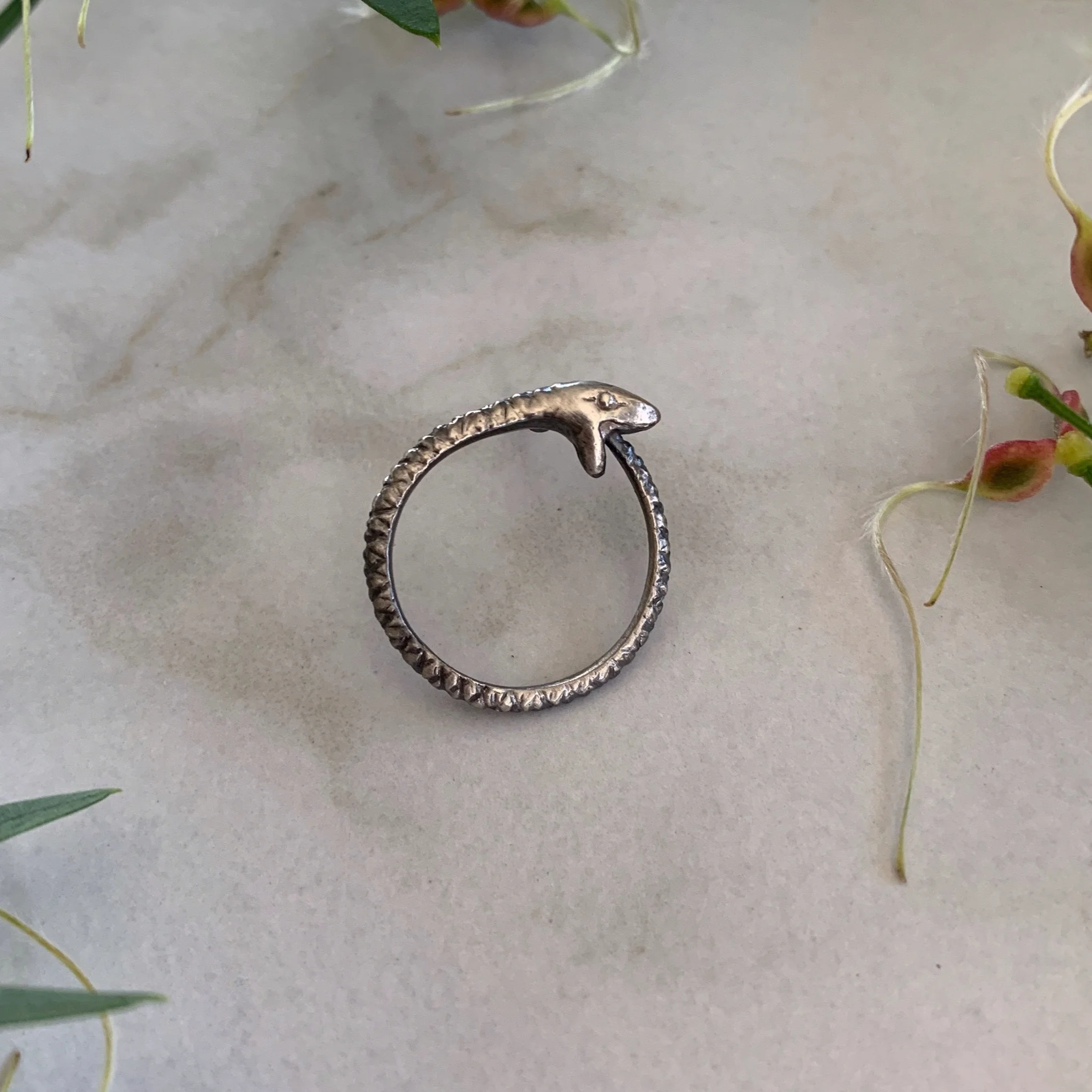 Oxidized Sterling Silver Ouroboros Lapel Pin