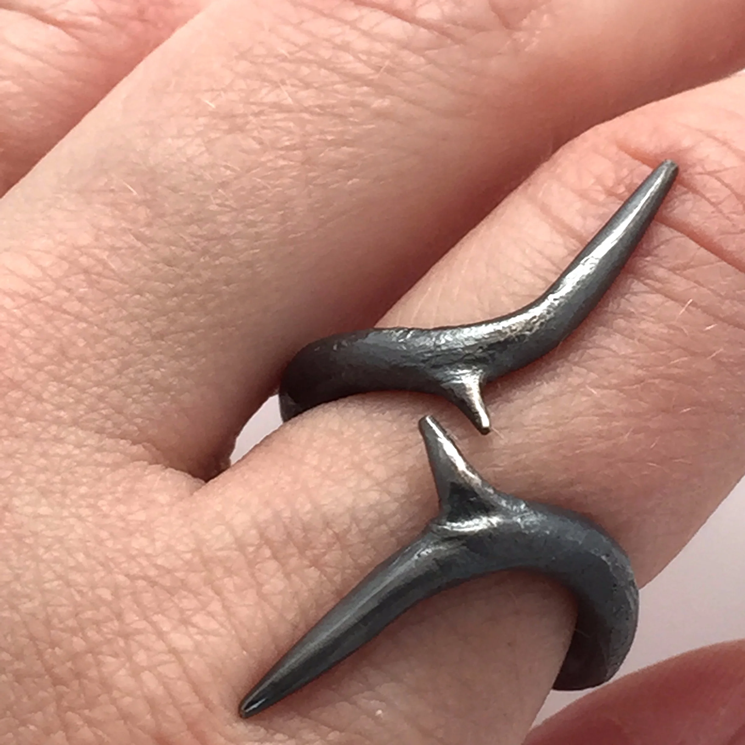 Twisted Black Thorn Ring in Oxidized Sterling Silver