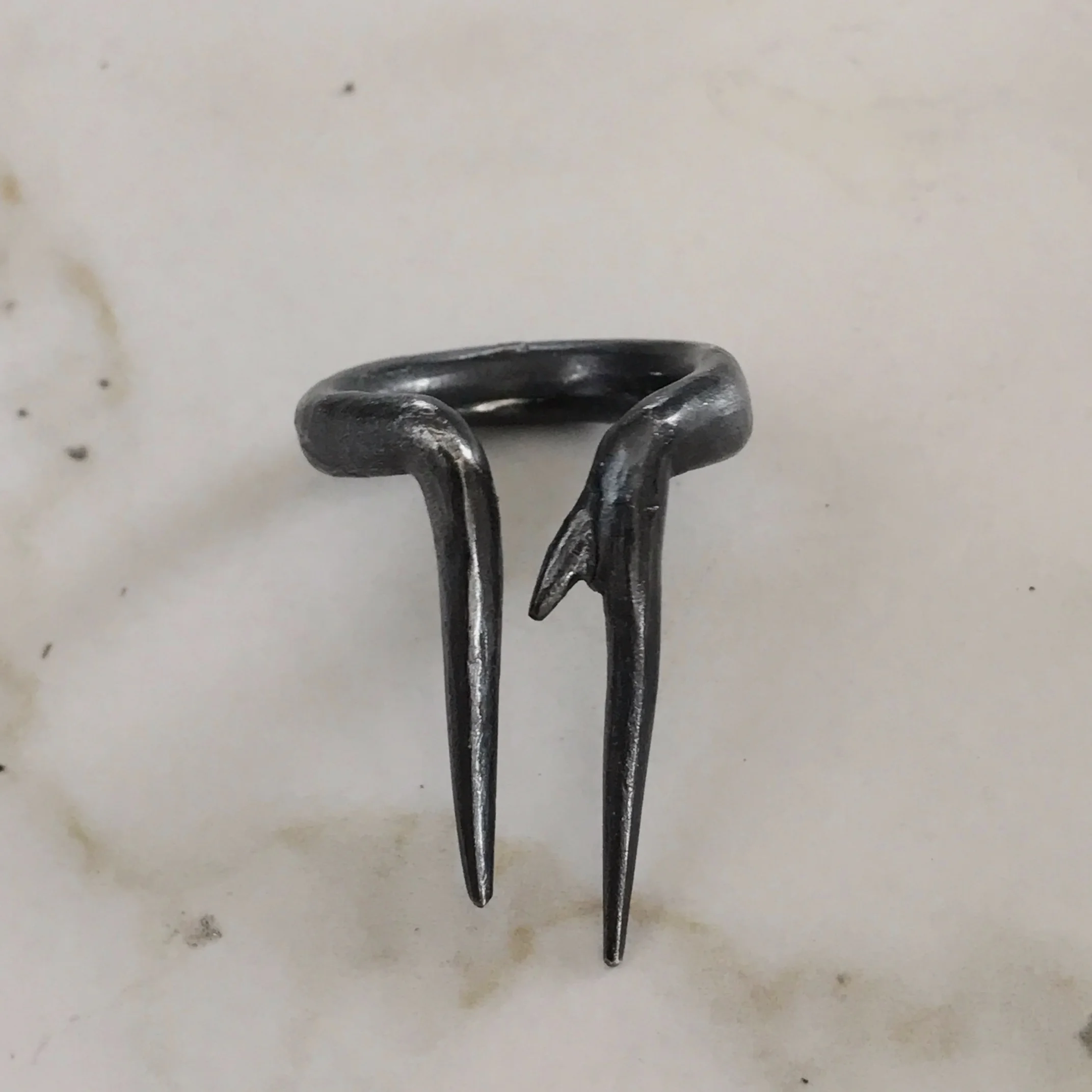 Parallel Black Thorn Ring in Oxidized Sterling Silver