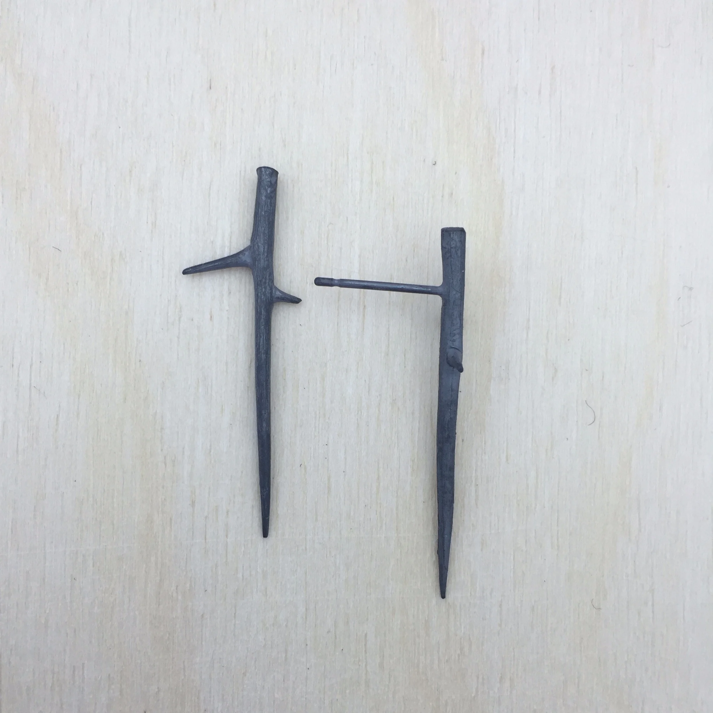 Little Black Thorns Post Earrings in Oxidized Sterling Silver