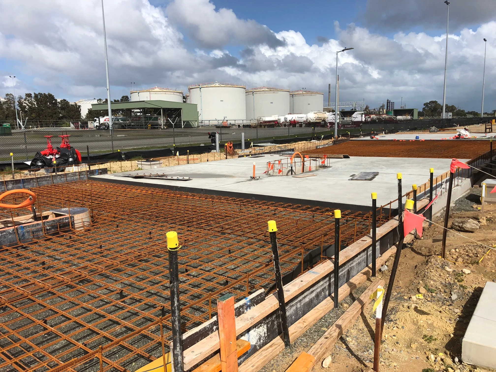 With High and Low Intercom Bollards and Access Control for the Vehicle Entry Gate - heavy duty Concrete ready to pour
