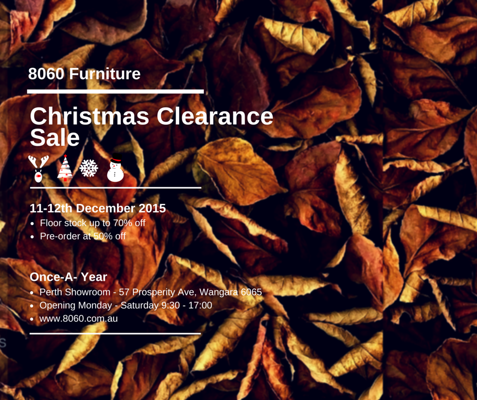 As part of our store to clear space for new arrivals, Floor stock is being sold at greatly reduced prices with up to 70% off. Pre-order up to 50% off&nbsp;  SAVE BIG $$$  Event is on 11-12th Dec 9:30-17:00  Please visit our showroom as these items are running out fast and are only available for a limited time or until sold.