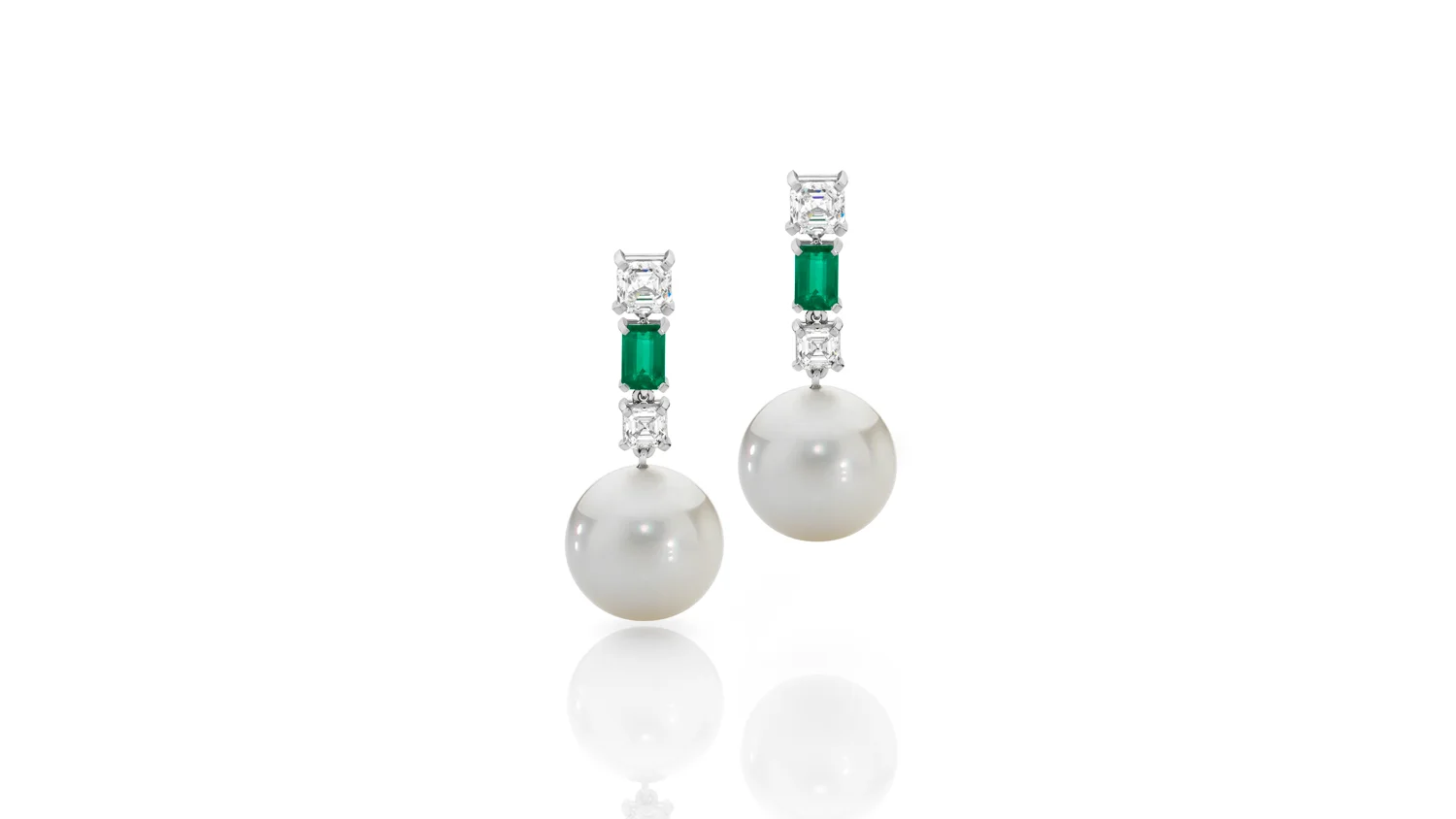 Pearl Emerald and Diamond Earrings