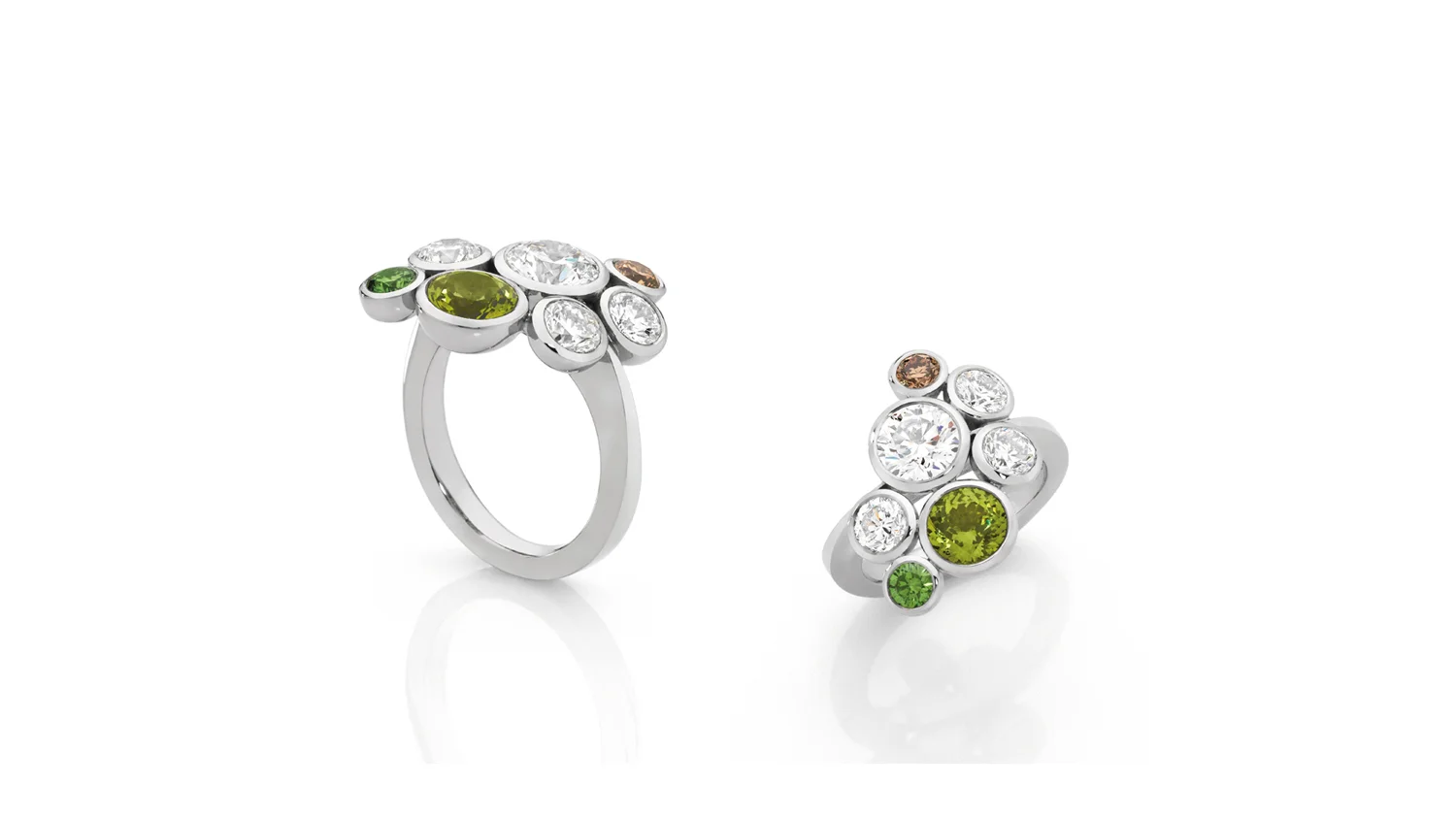 Peridot and Green Diamond Ring