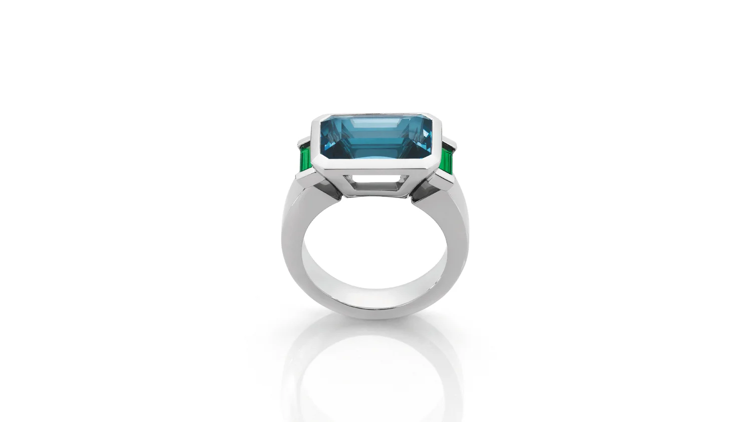 Aquamarine and Garnet Ring