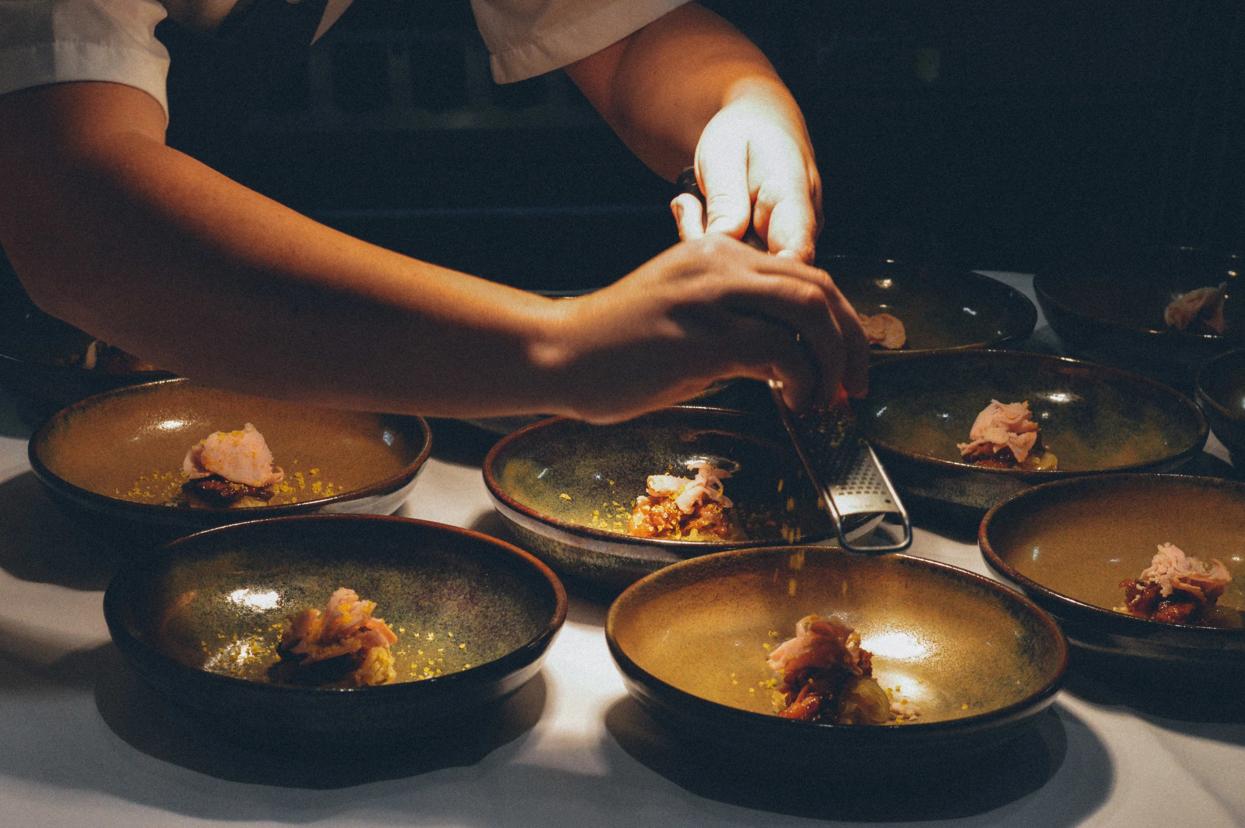 Cam Matthews' dish of pig cheek, cured yolk, whey onions and anchovy