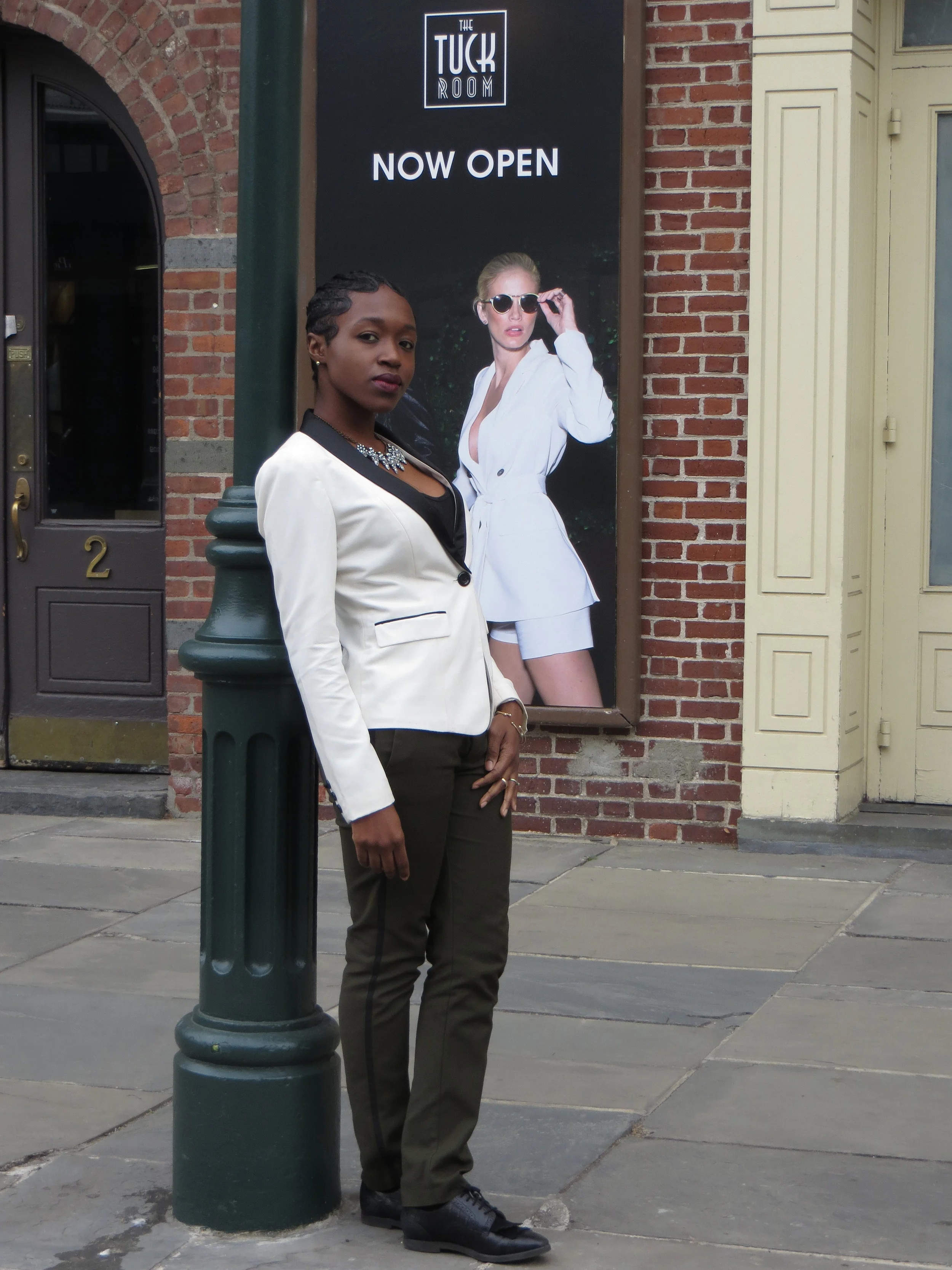 tuxedo blazer- Forever21// Cigarette pants- Zara// Oxfords- Amazon// Necklace- BaubleBar