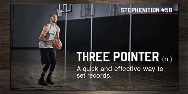 Three Pointer (n.) A quick and efficient way to set records.