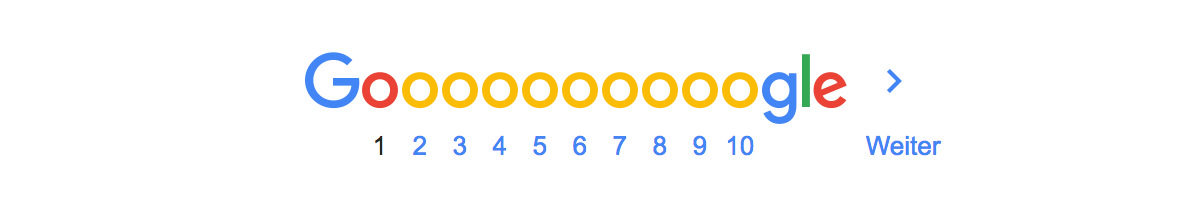 Abb. 1. Unterer Teil einer Suchergebnisseite auf Google, erste Seite markiert