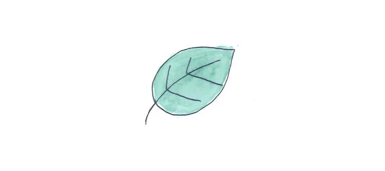 Gezeichnetes grünes Blatt
