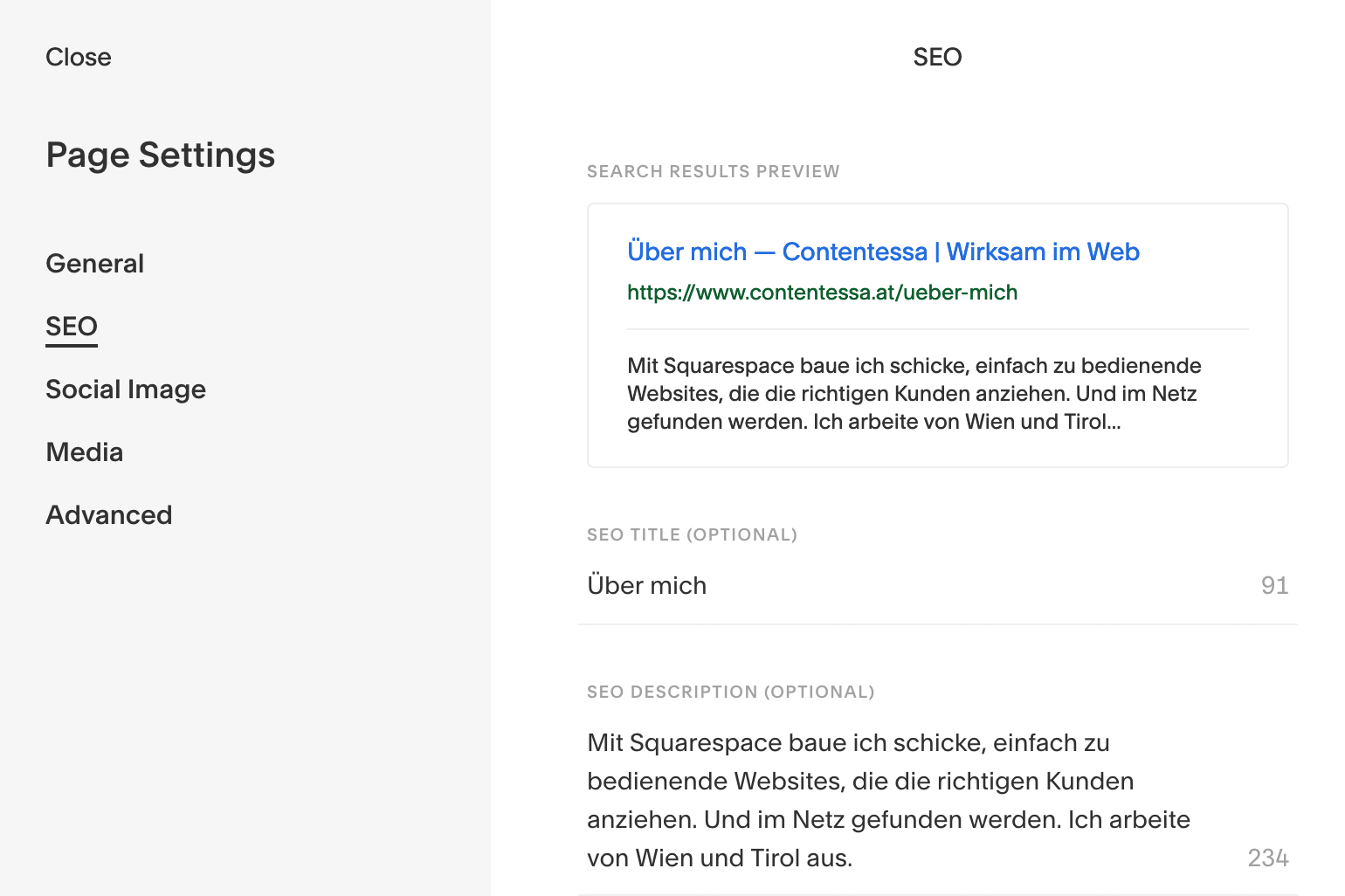 Screenshot CMS SEO-Einstellungen