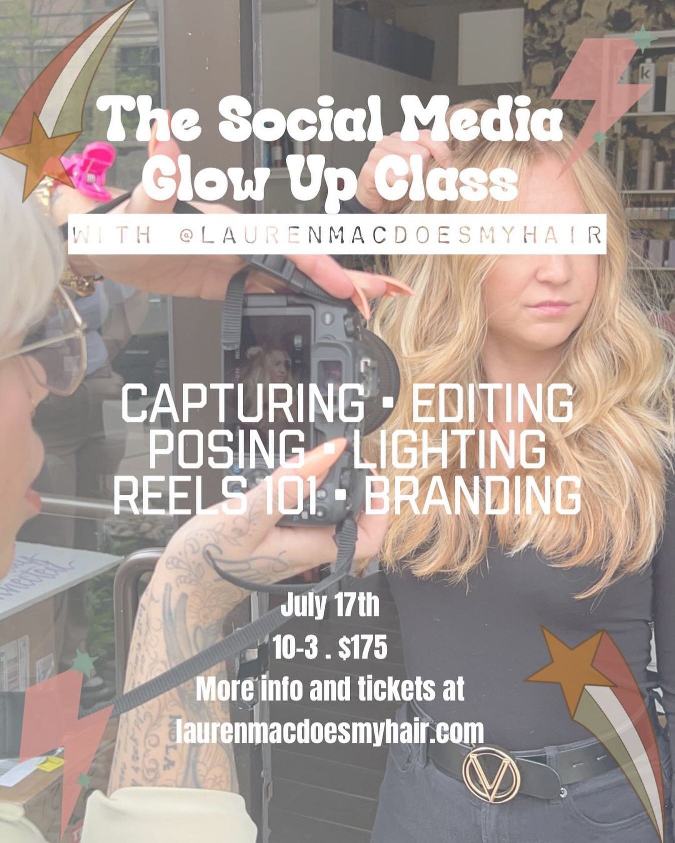 ATTN STYLISTS 
CLASS ANNOUNCEMENT ⚡️⚡️⚡️

Looking for a good social media class to glow up your Instagram? Looking for some guidance on how to show case your work and attract your dream client? 

We are hosting Lauren Mac at our salon and would love 