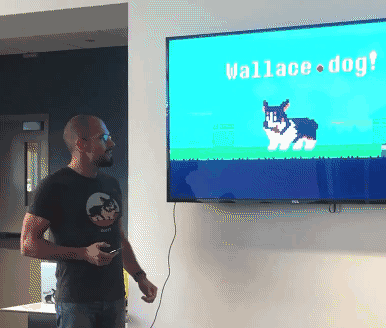 Introducing Wallace.dog with a treat!