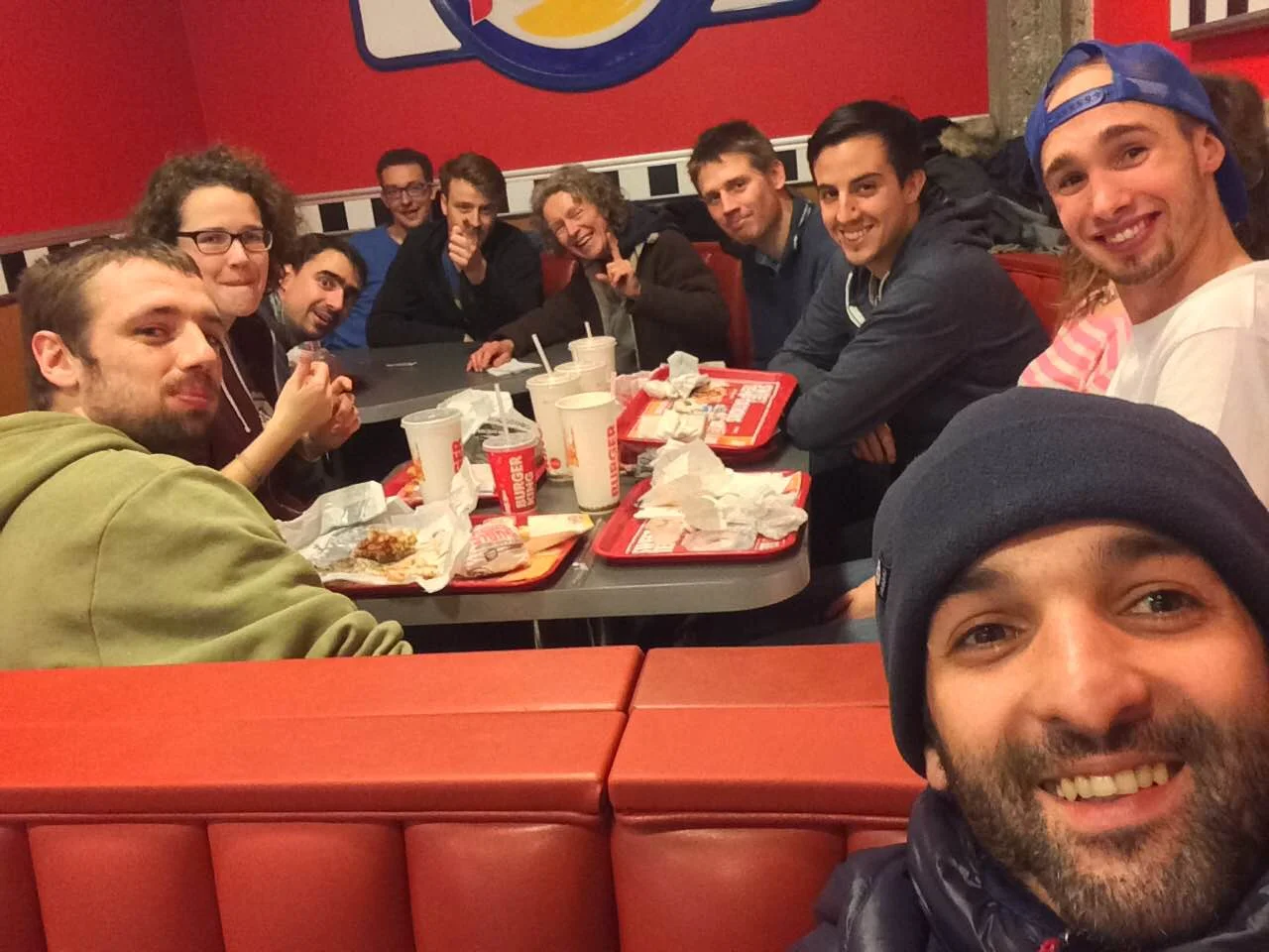 The team enjoying a well-deserved Burger King