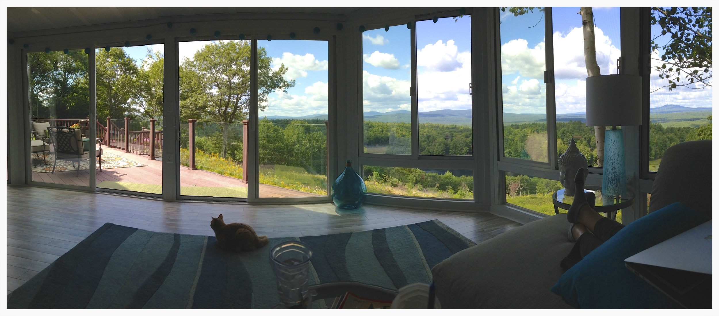 Interior view - sunroom and glass railings