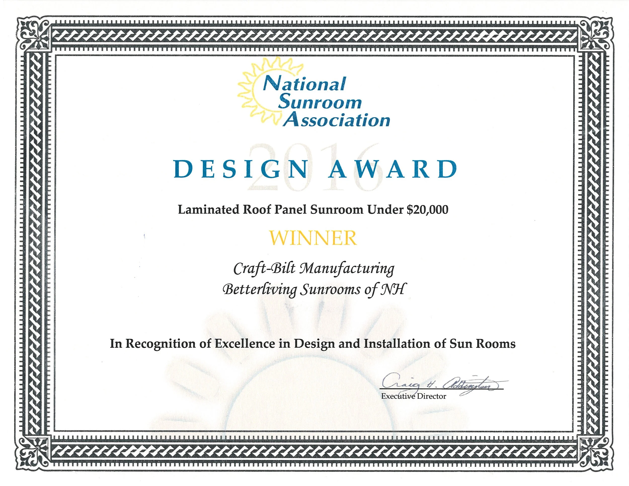 Sunroom Design Award - Betterliving Sunrooms of NH