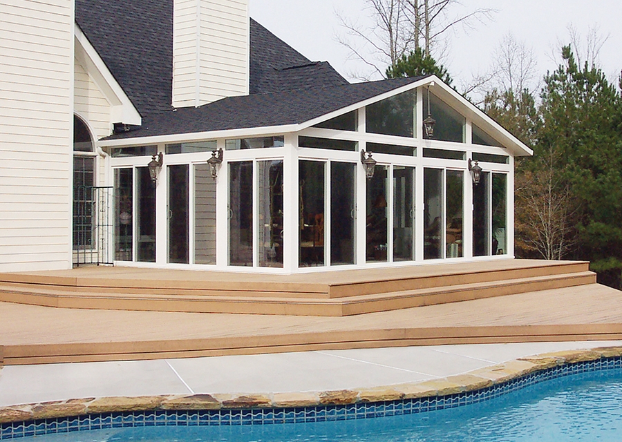 Custom shingle roof for sunroom
