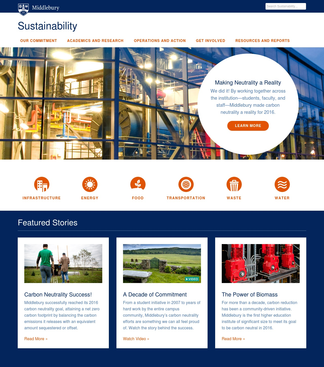 Middlebury College Sustainability Microsite