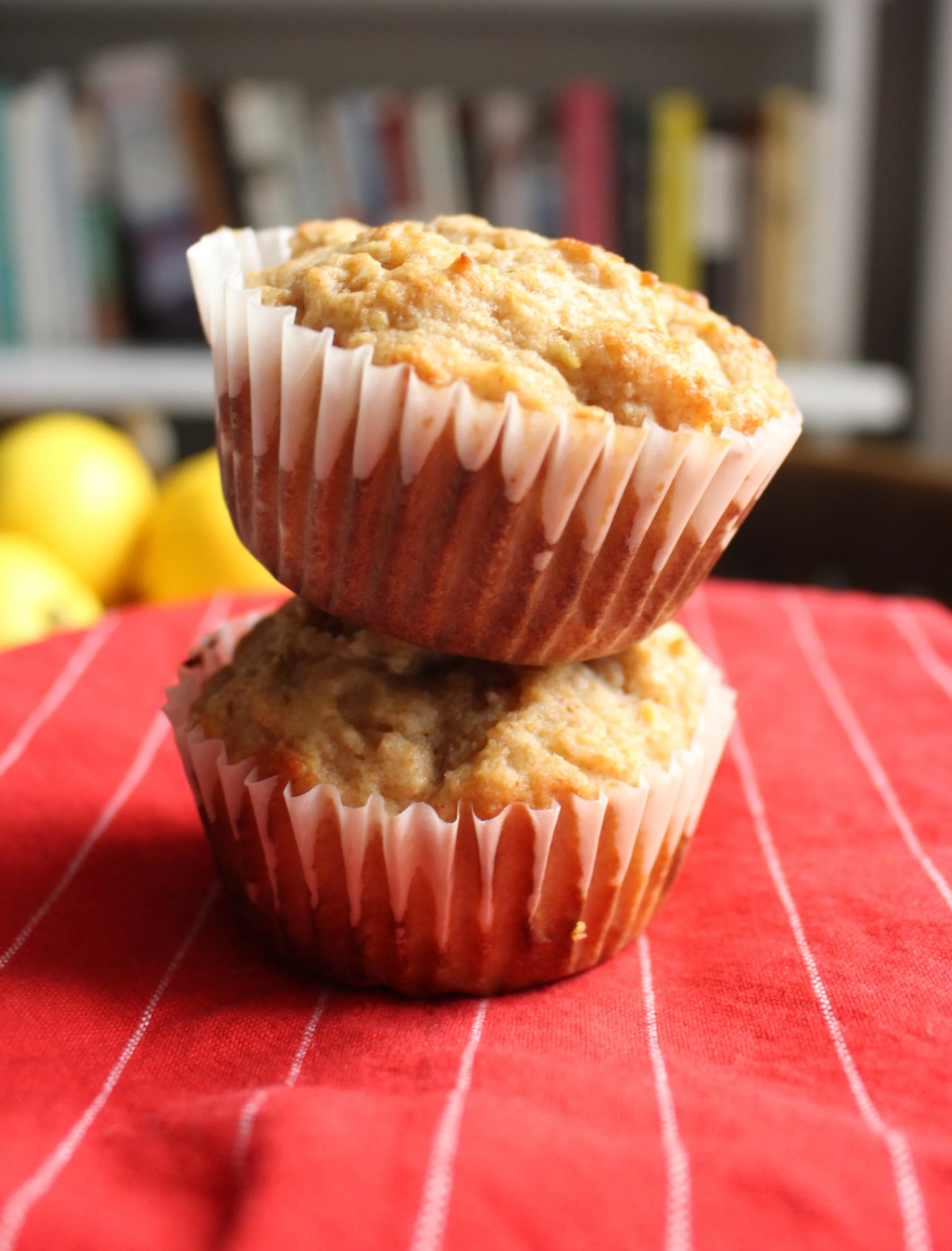 Honey, lemon, and ginger spelt muffins | Me & The Moose. These soothing muffins are healthier than the average morning treat because they contain no white flour and are sweetened with honey. #meandthemoose #muffinrecipes #healthymuffins #speltflourmuffins #lowerglutenrecipes #ancientgrainsrecipes #breakfast #breakfastrecipes #healthybaking #healthybakingrecipes