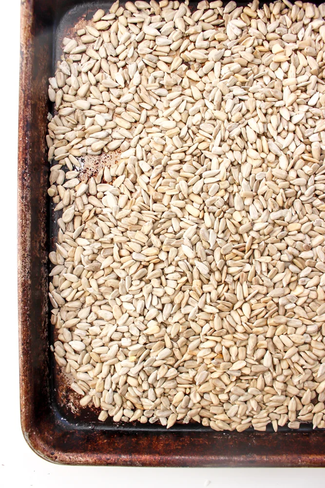 Sunflower seed butter | Me & The Moose. This homemade sunflower seed butter tastes so much better than store-bought and is fortified with flax and chia seeds. #meandthemoose #sunflowerseedbutter #lunchboxideas #lunch #lunchbox #sunflowerseedrecipes #sunflowerseedbutterrecipes #lunchboxrecipes #schoolsaferecipes #nutfreerecipes
