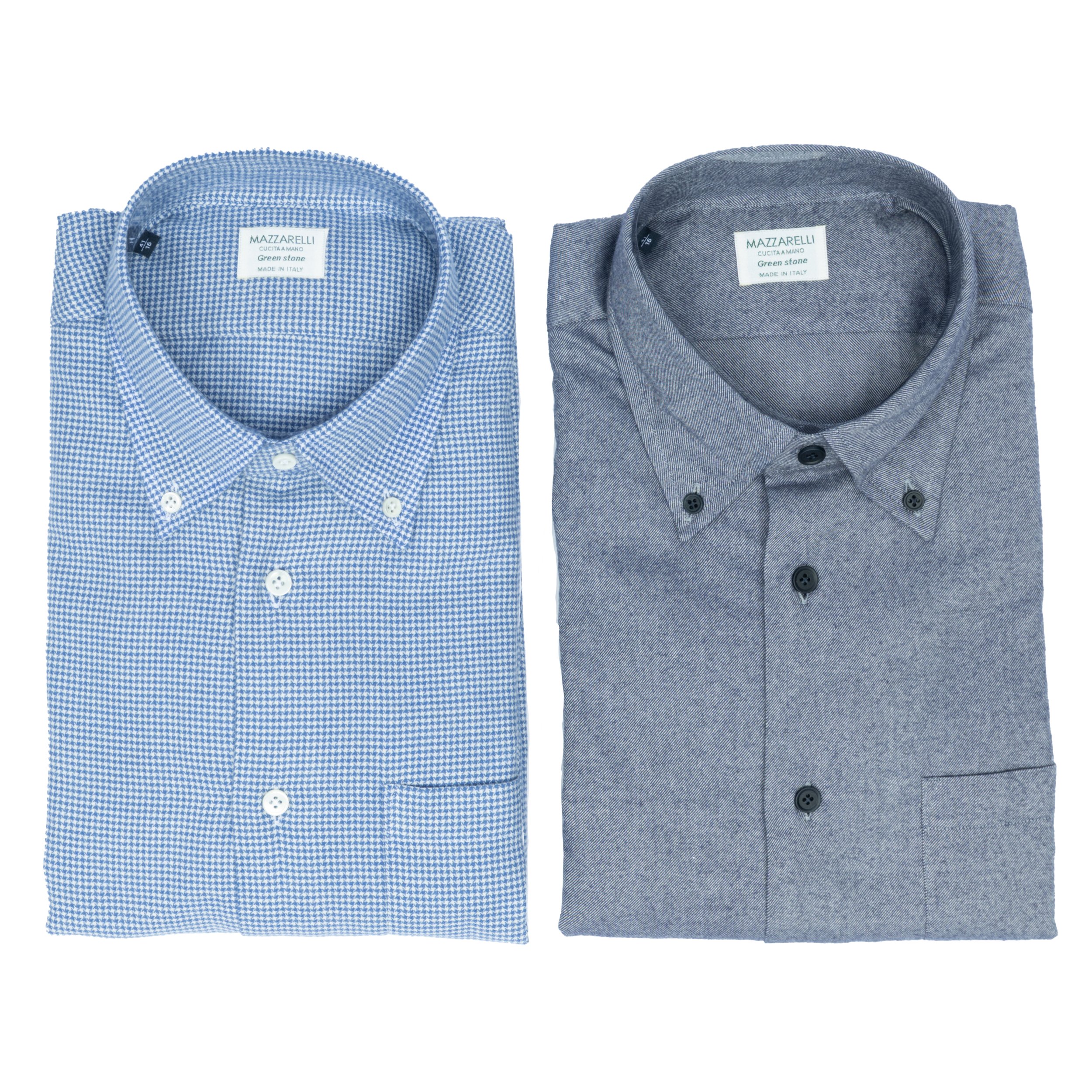 Mazzarelli 144W Brush Twill Shirt and Mazzarelli 139W Mini Houndstooth Shirt