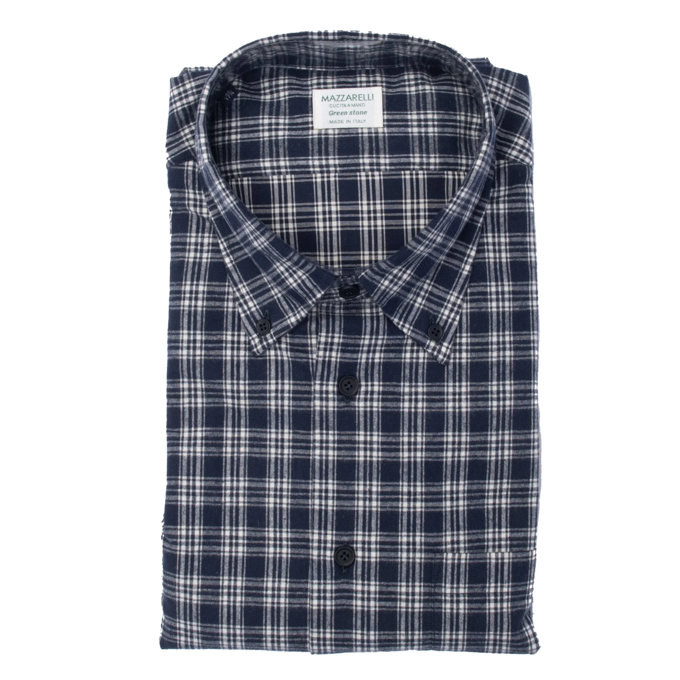 Mazzarelli 94W Navy Plaid Shirt