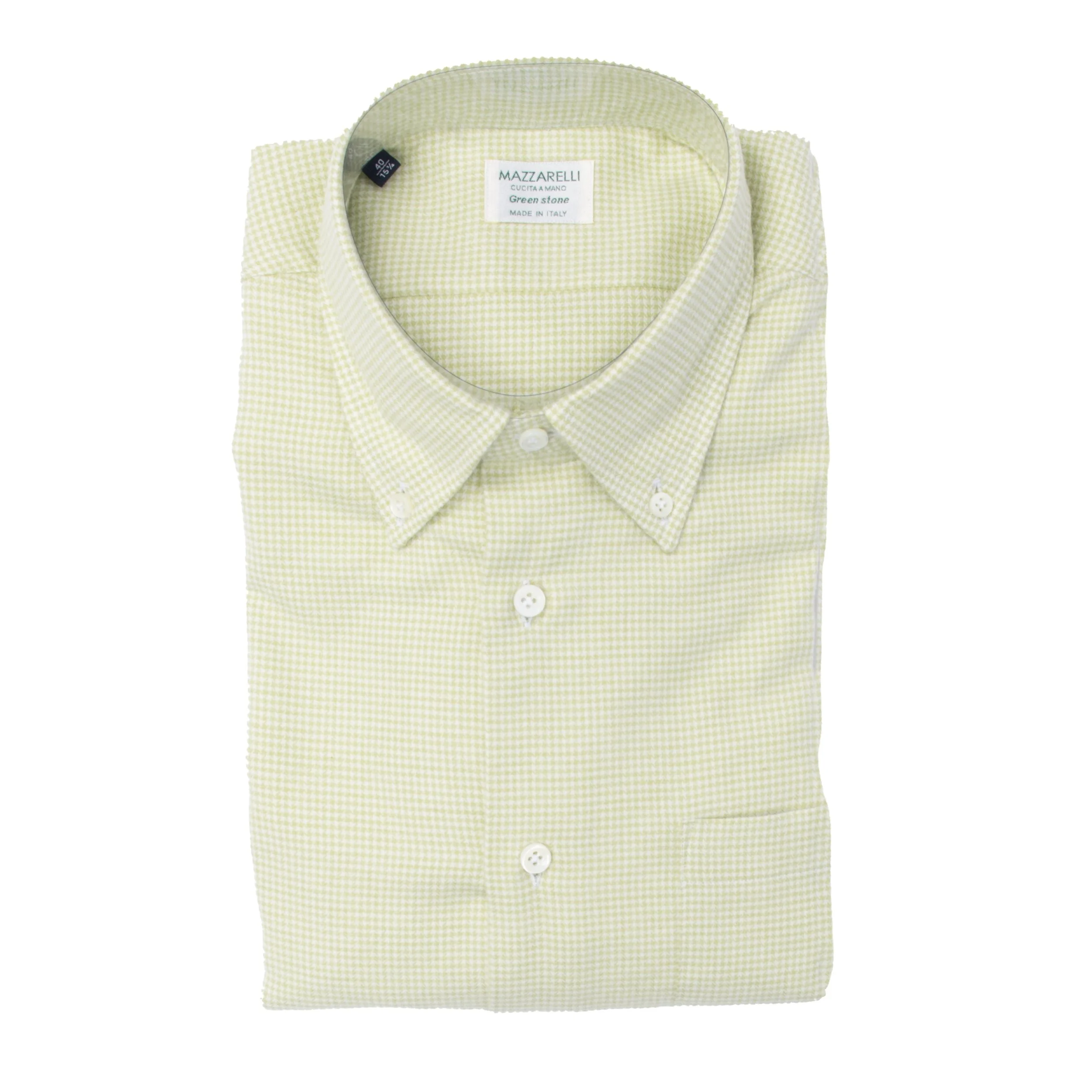 Mazzarelli 136W Chartreuse Houndstooth Shirt
