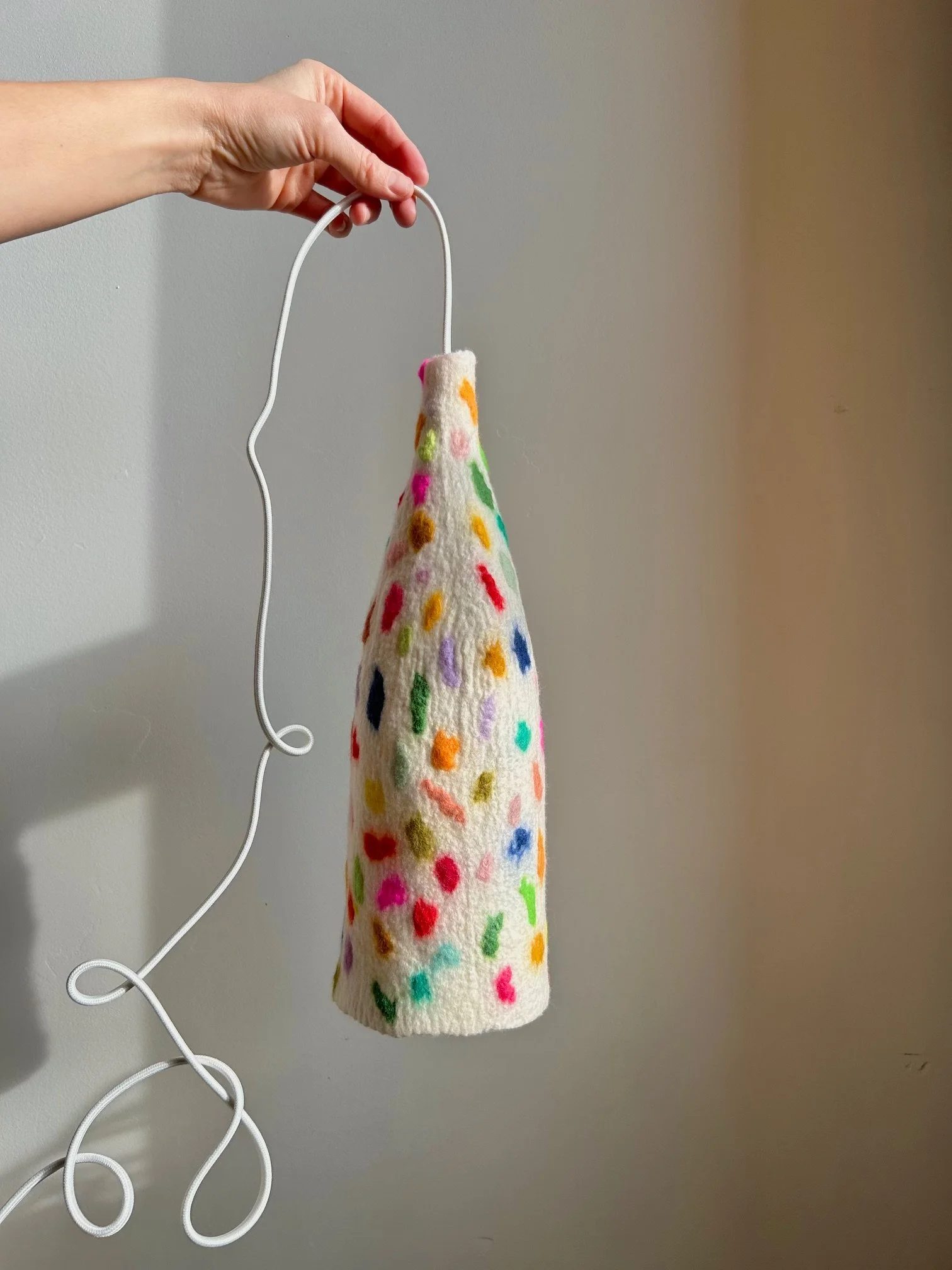 Felted Lampshade Pendant in Confetti