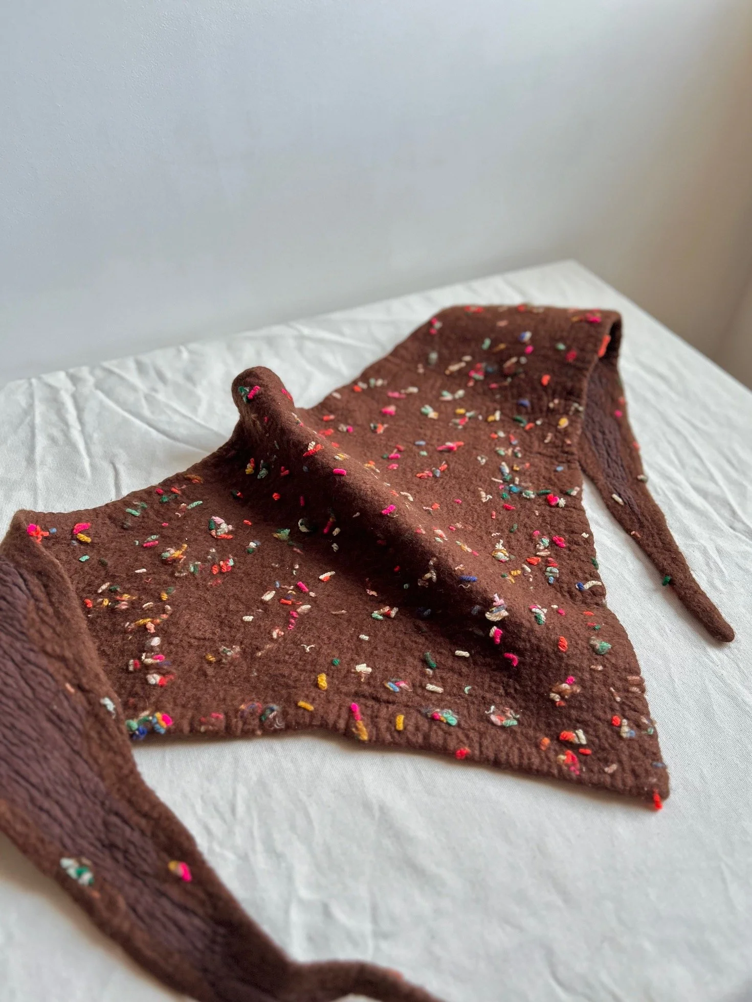 Large Silk Confetti Kerchief in Chocolate : ready-to-ship