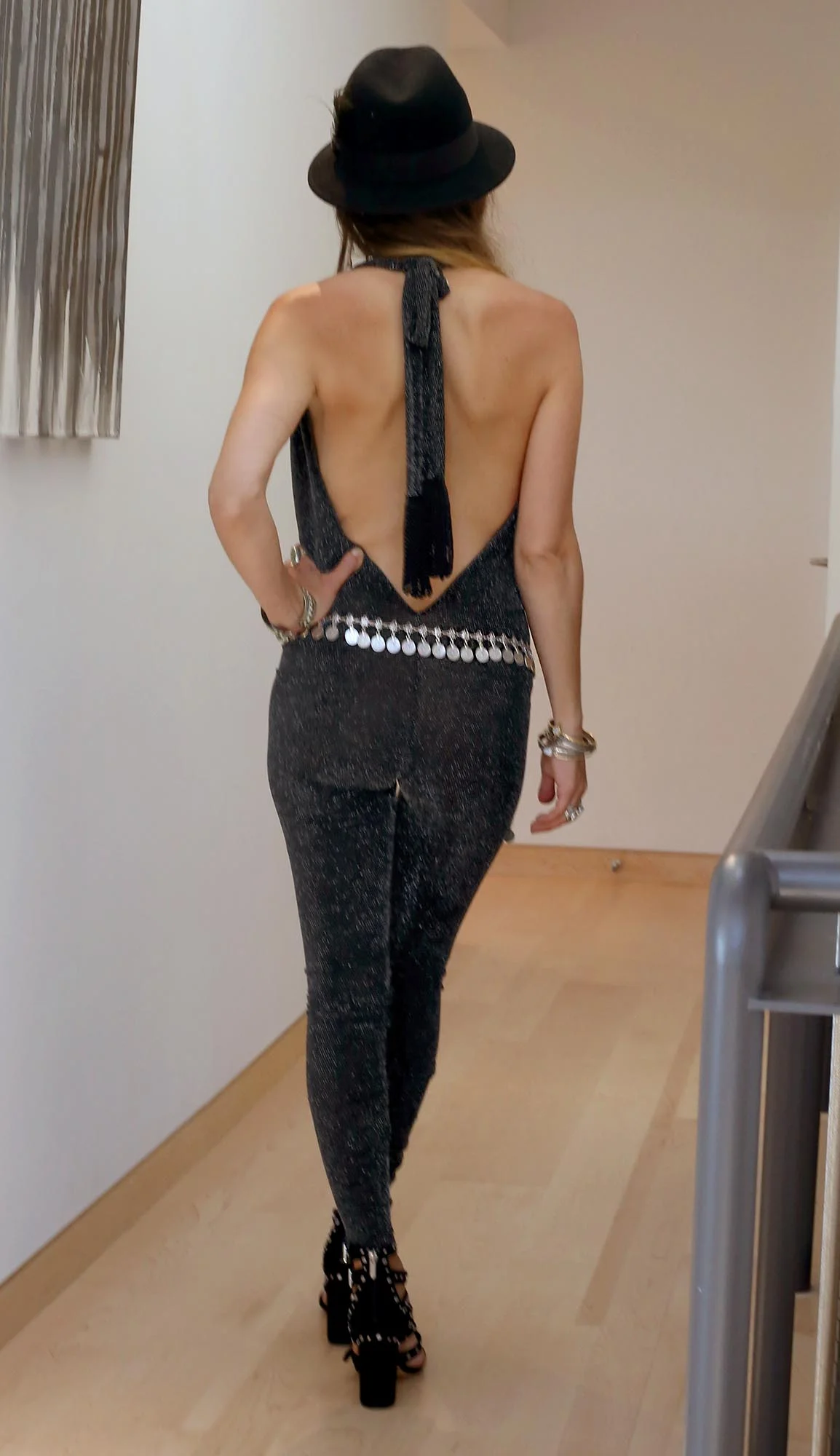 silver metallic legging jumpsuit
