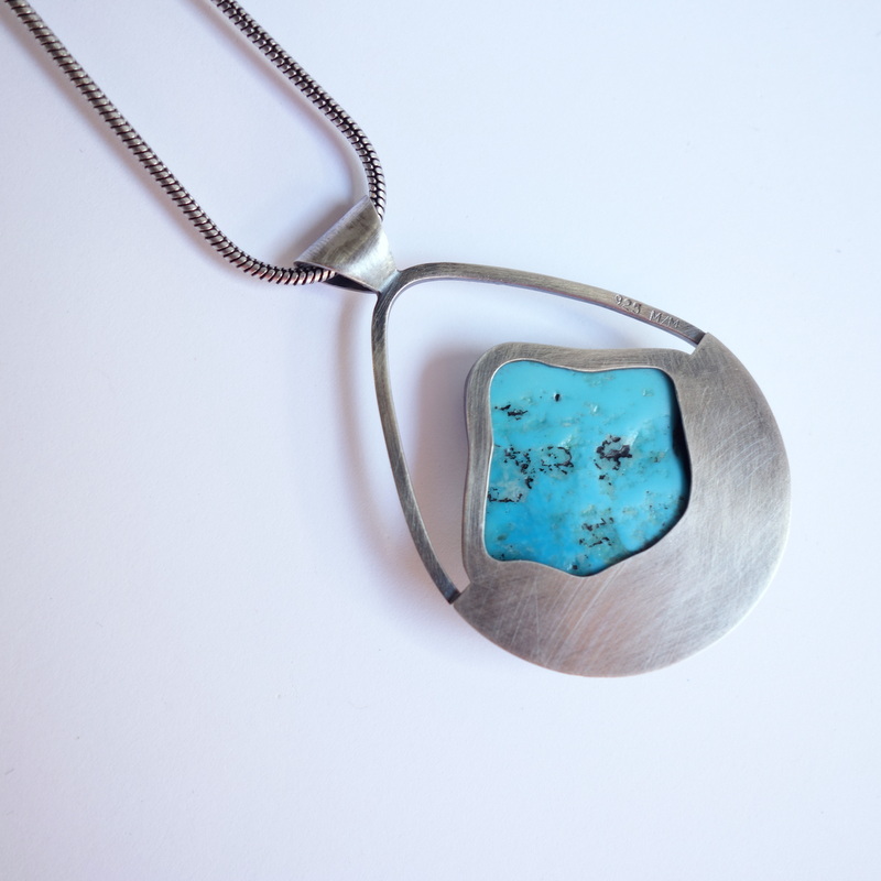 necklace cut out unique jewelry custom handmade silversmith sterling silver ladysmith metal smith heirloom turquoise