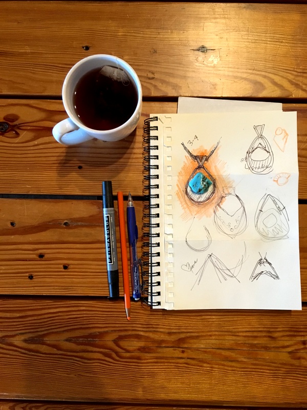 sketch draw dream design jewelry custom handmade silversmith sterling silver ladysmith metal smith heirloom turquoise