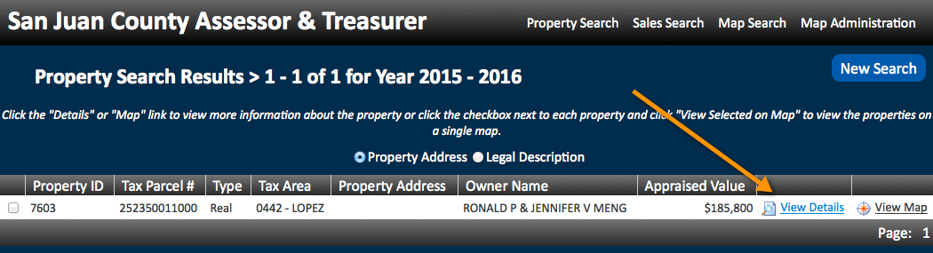 Property search results