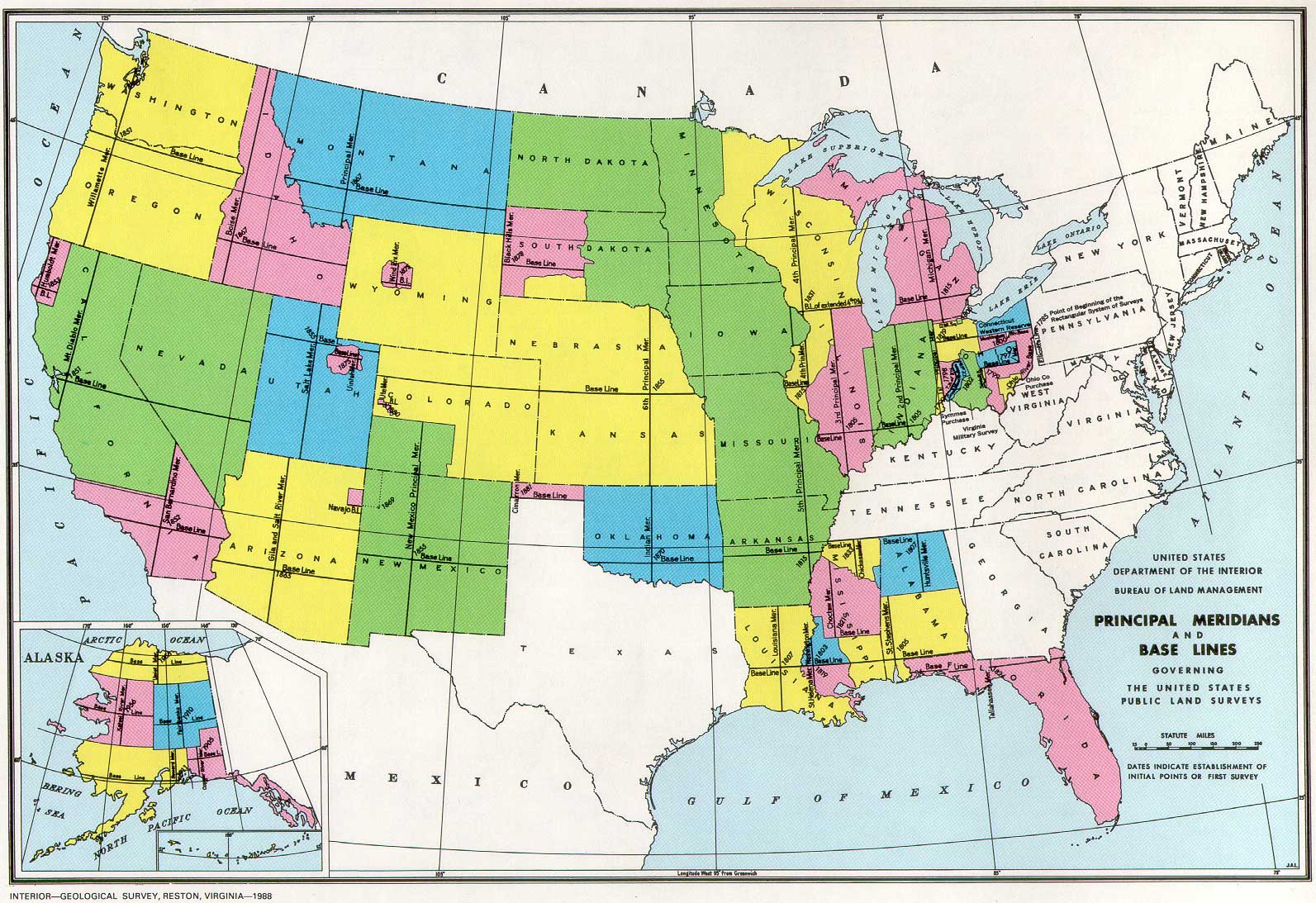 Principal Meridians and Base Lines of the Public Land Survey