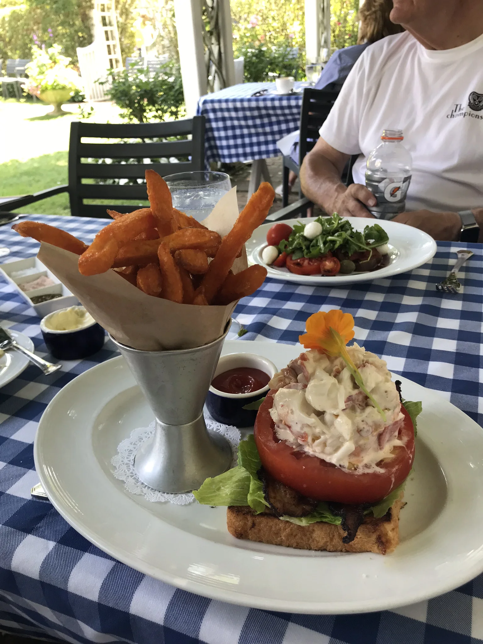  Lobster BLT with yam fries #Nantucket lunch #birthday 