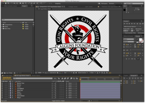The logo now in After Effects, broken down into 3D friendly components.