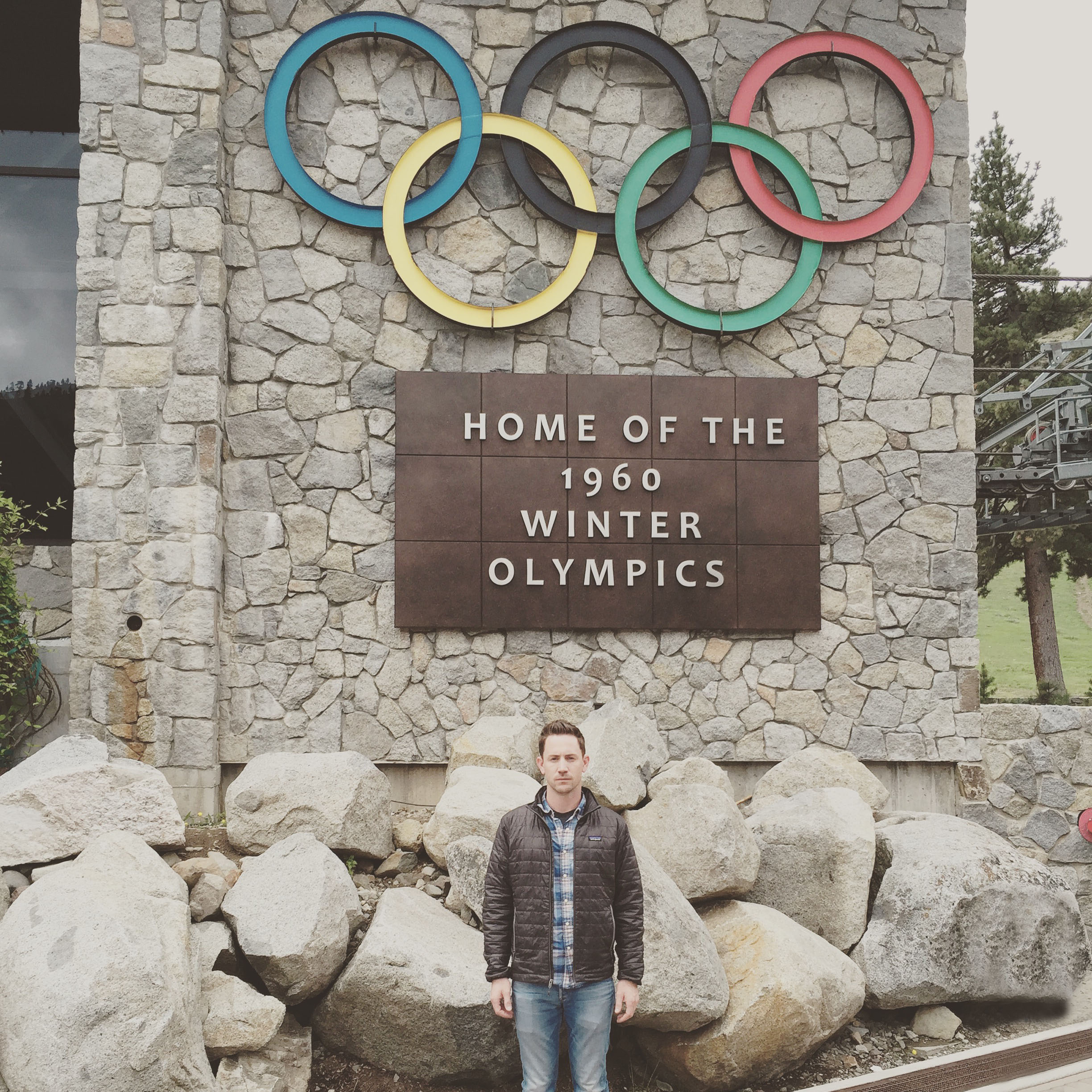 Stephen Chollet likes plaid shirts and down jackets, as shown by this rare photo in Squaw Valley, California.