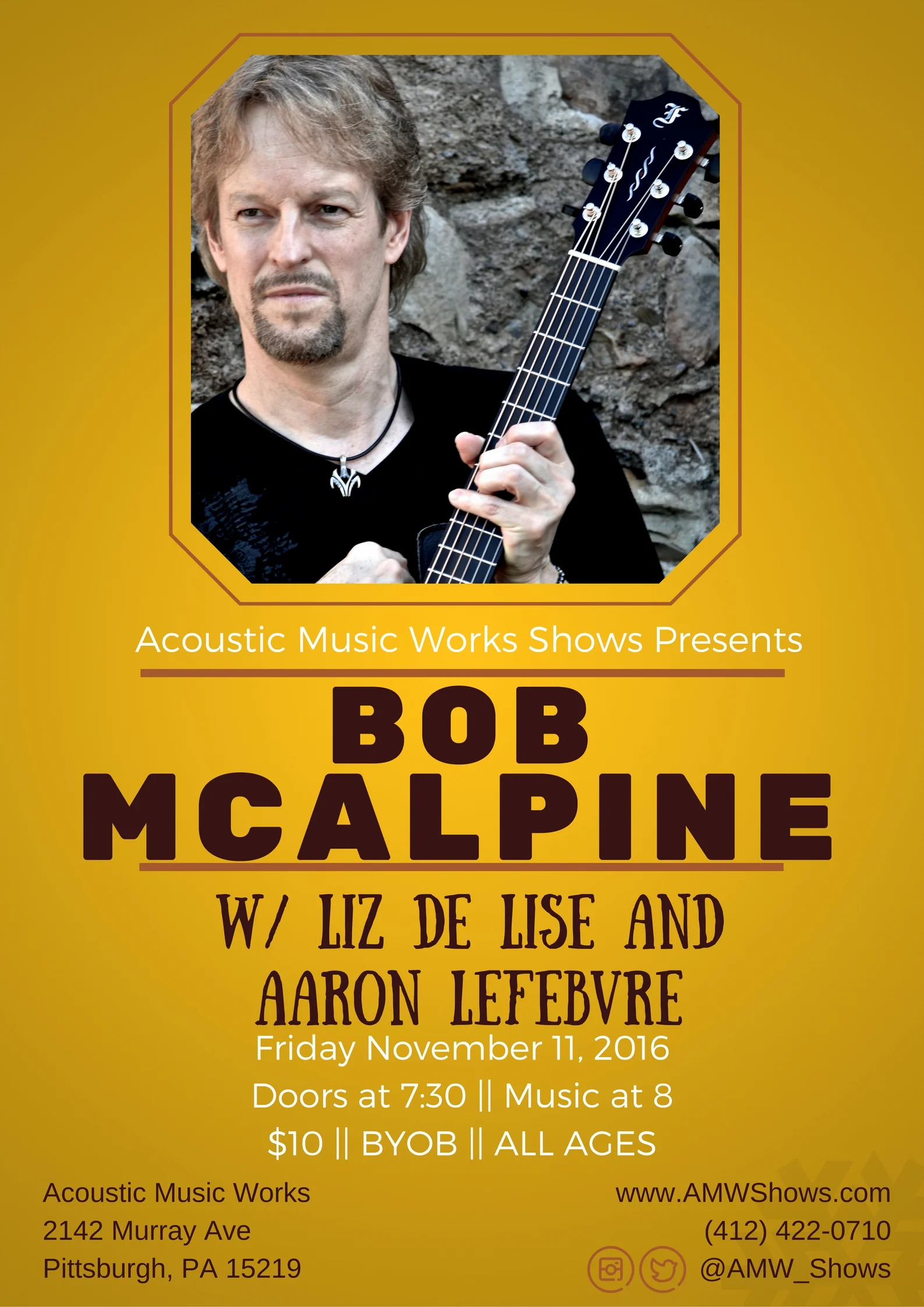 AMW Shows Presents: Bob McAlpine w/ Liz de Lise and Aaron Lefebvre