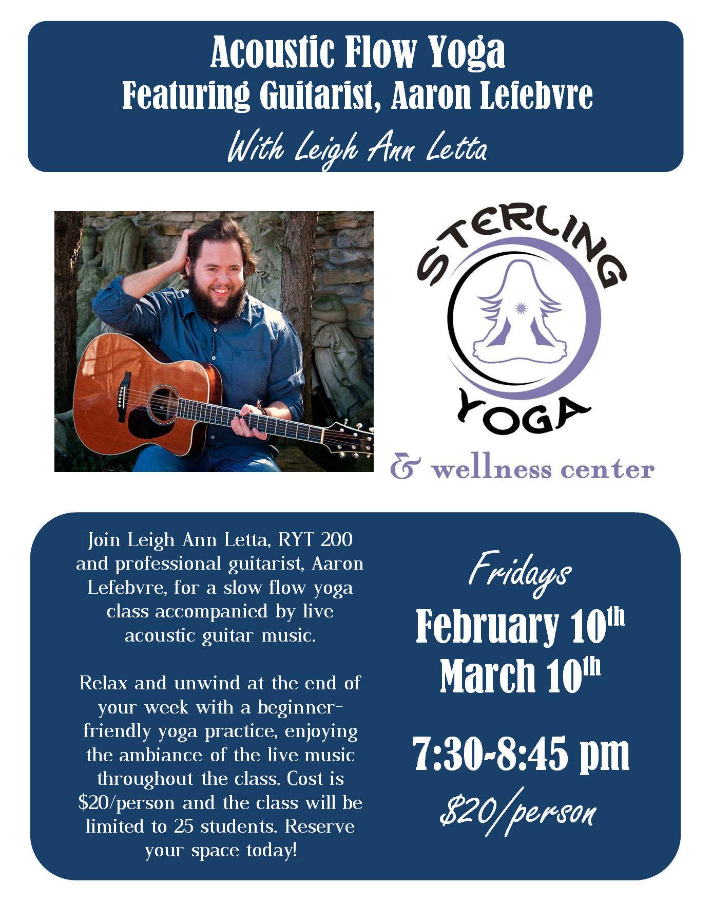 Sterling Yoga: Acoustic Flow Yoga with Leigh Ann Letta RYT 200
