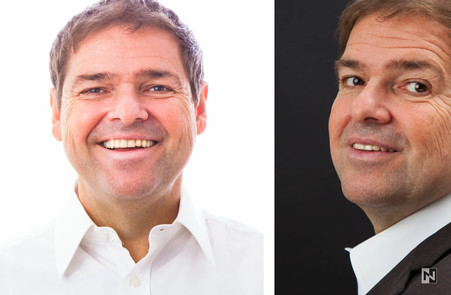 Zwei BusinessPortraits im schwarz-weiß-Kontrast