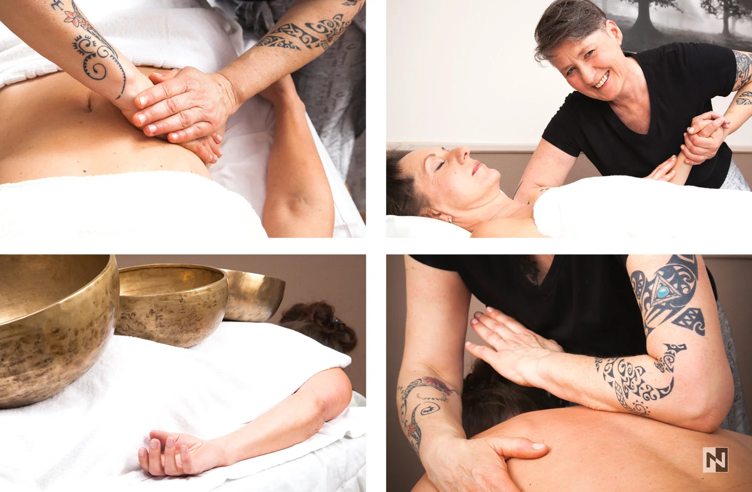 Imageserie einer Masseurin bei der Arbeit