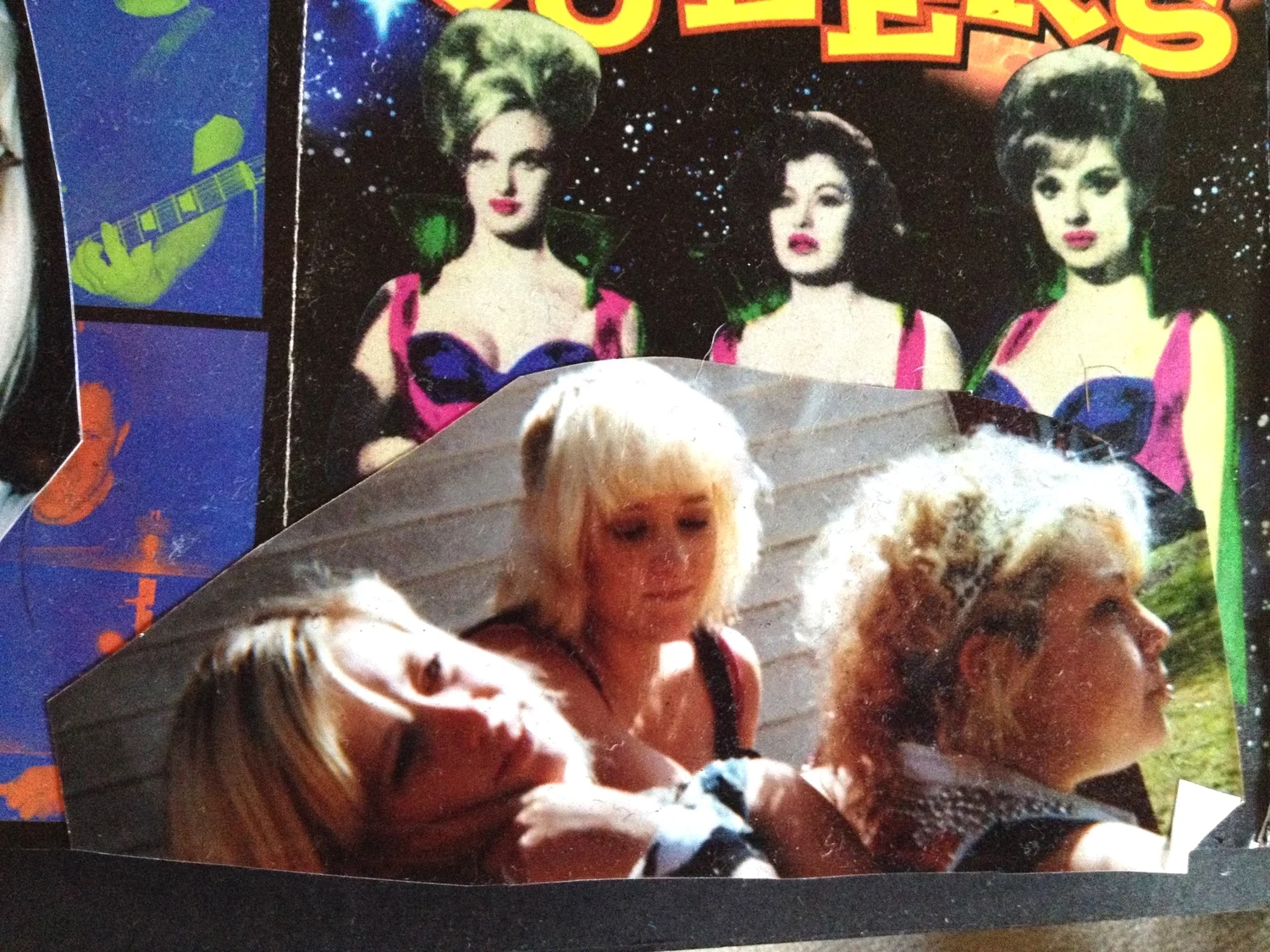 Me in the middle with my shaved head look and bad attitude. Lindsay on the left played bass in my all-girl band Ballroom Burlesque, shaved my head for me, and gave me my first Blitz shirt, which I still have to this day. To my right, "Titty," our drummer. This was taken at break at Redondo Union High School, where we all "attended" classes. I was drinking a carton of milk.