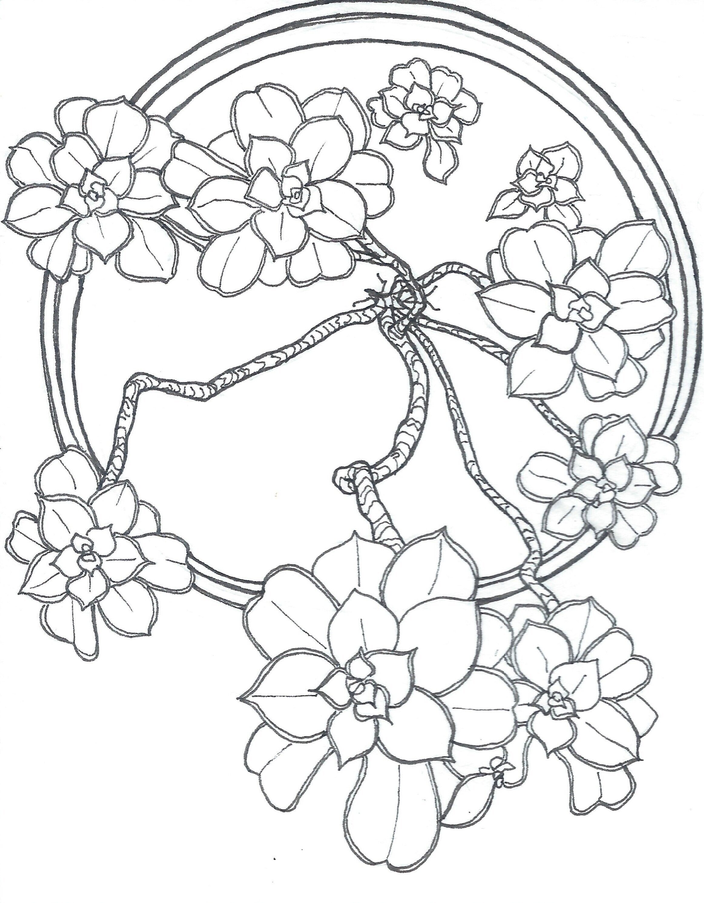   Aeonium kiwi,  Ink Pen on Paper, 4 x 5”, 2019 